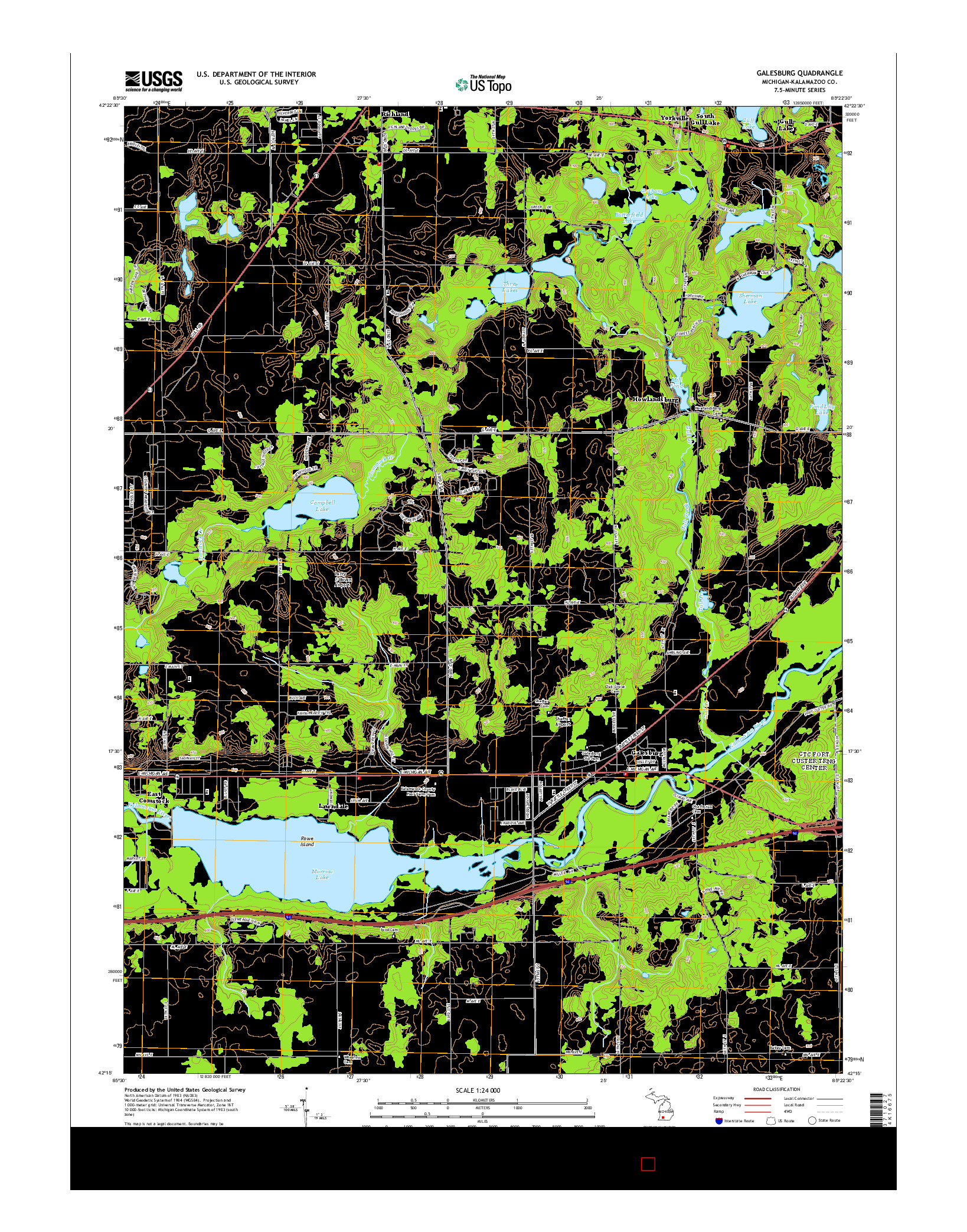 USGS US TOPO 7.5-MINUTE MAP FOR GALESBURG, MI 2014