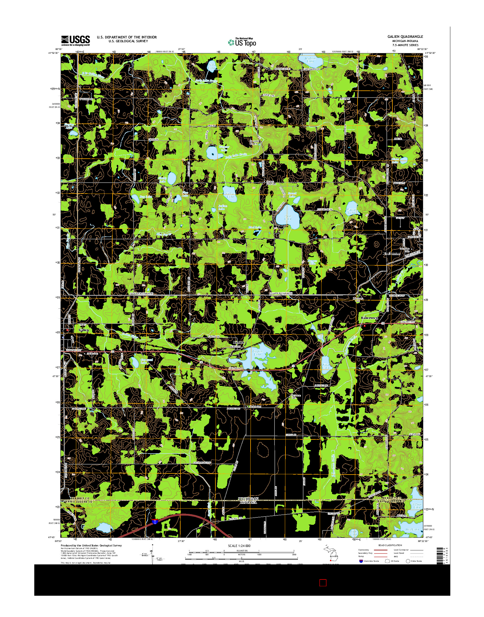 USGS US TOPO 7.5-MINUTE MAP FOR GALIEN, MI-IN 2014