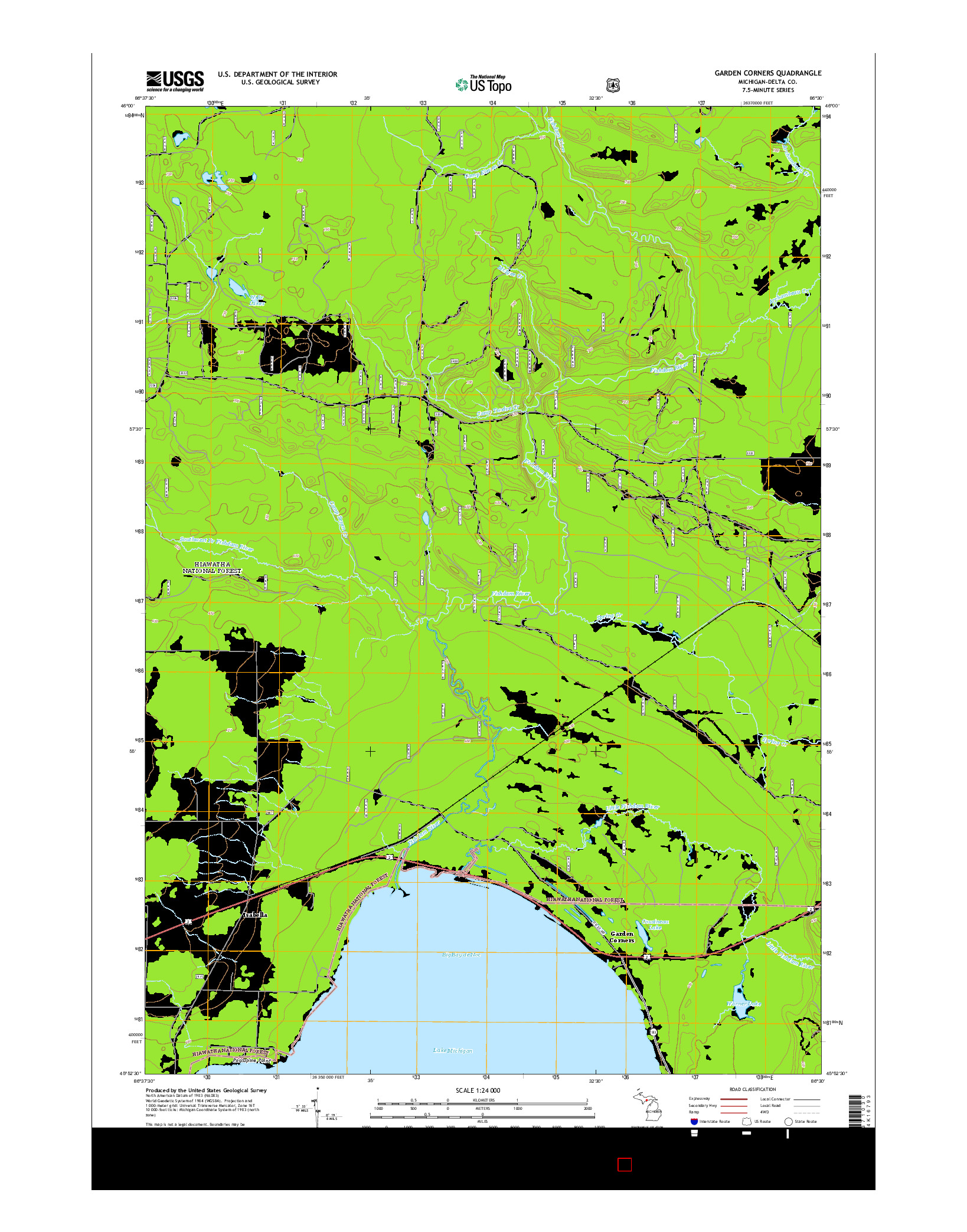 USGS US TOPO 7.5-MINUTE MAP FOR GARDEN CORNERS, MI 2014