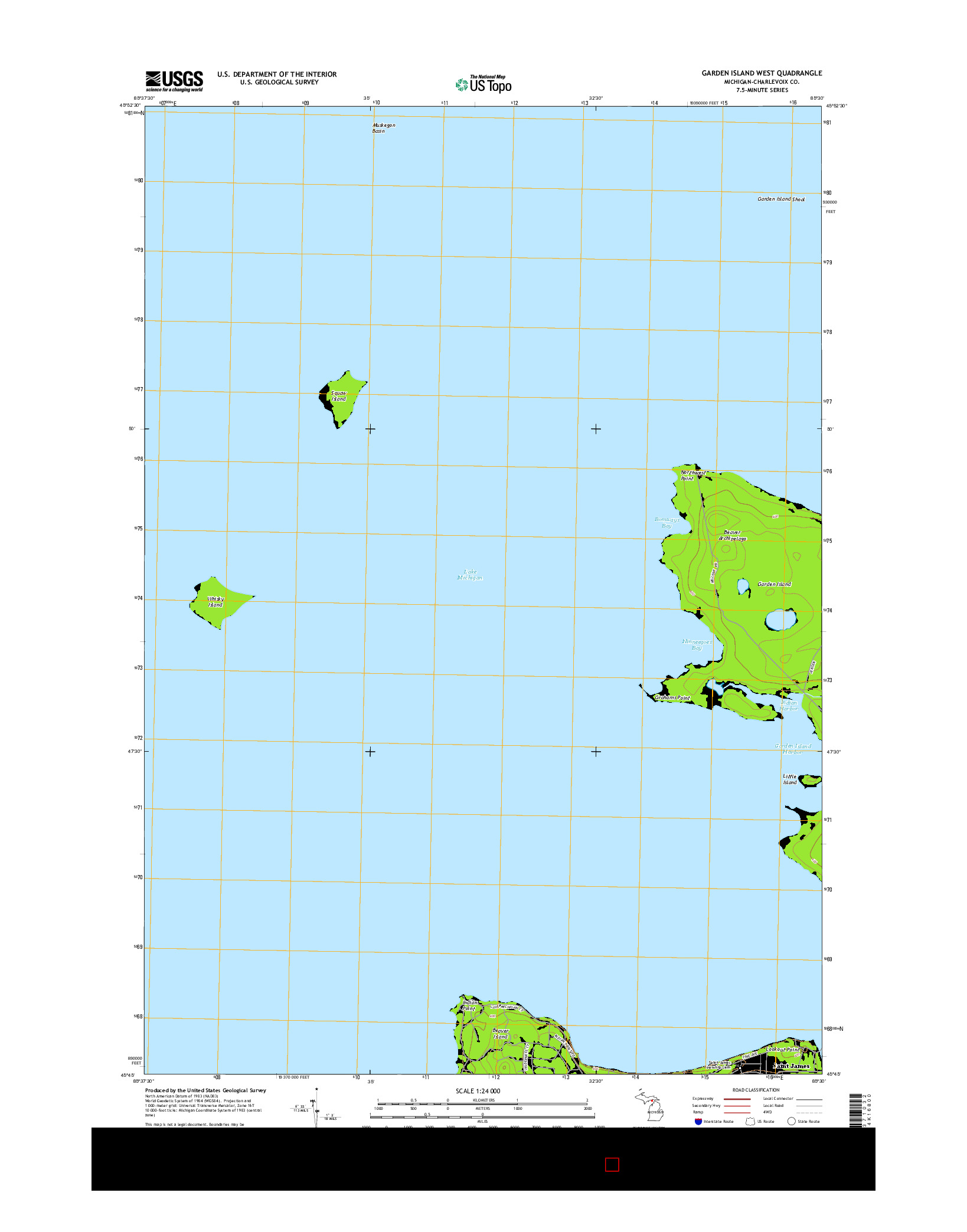 USGS US TOPO 7.5-MINUTE MAP FOR GARDEN ISLAND WEST, MI 2014