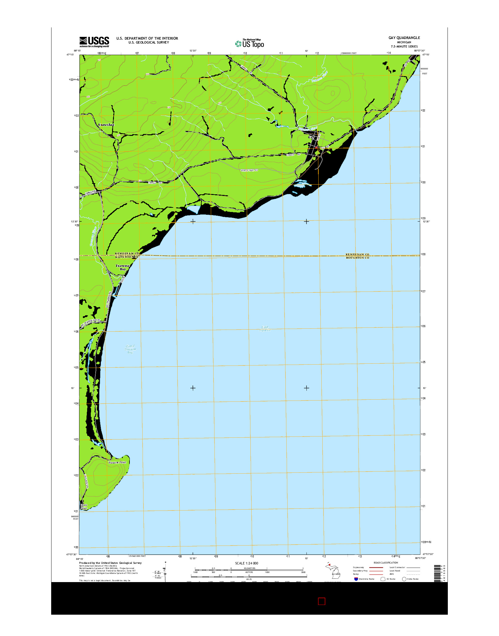 USGS US TOPO 7.5-MINUTE MAP FOR GAY, MI 2014