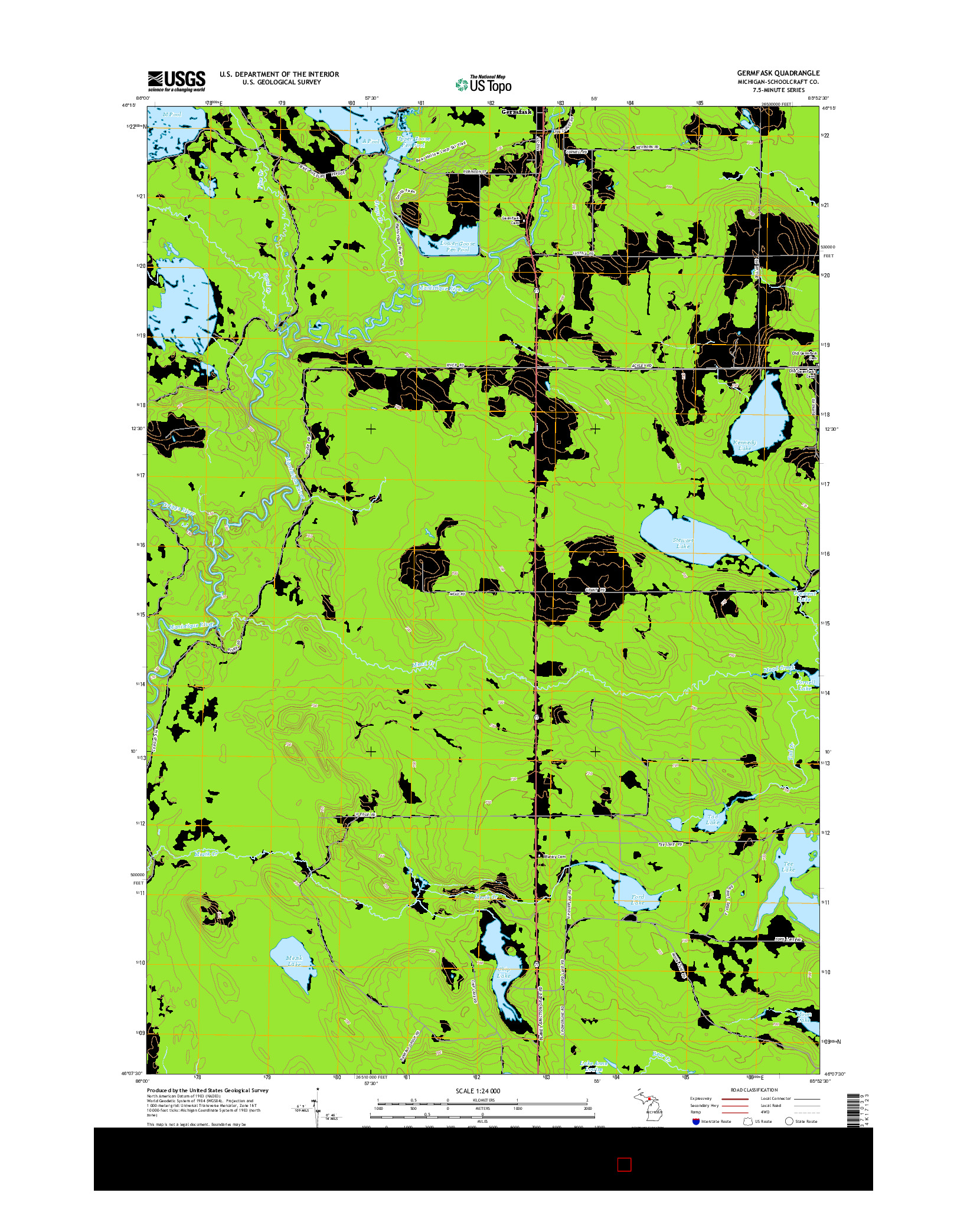 USGS US TOPO 7.5-MINUTE MAP FOR GERMFASK, MI 2014