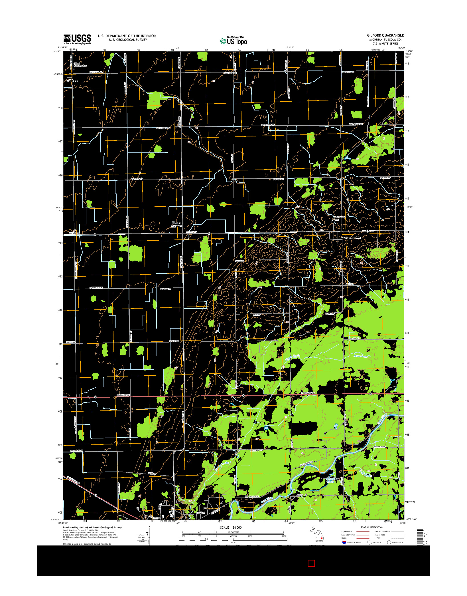 USGS US TOPO 7.5-MINUTE MAP FOR GILFORD, MI 2014