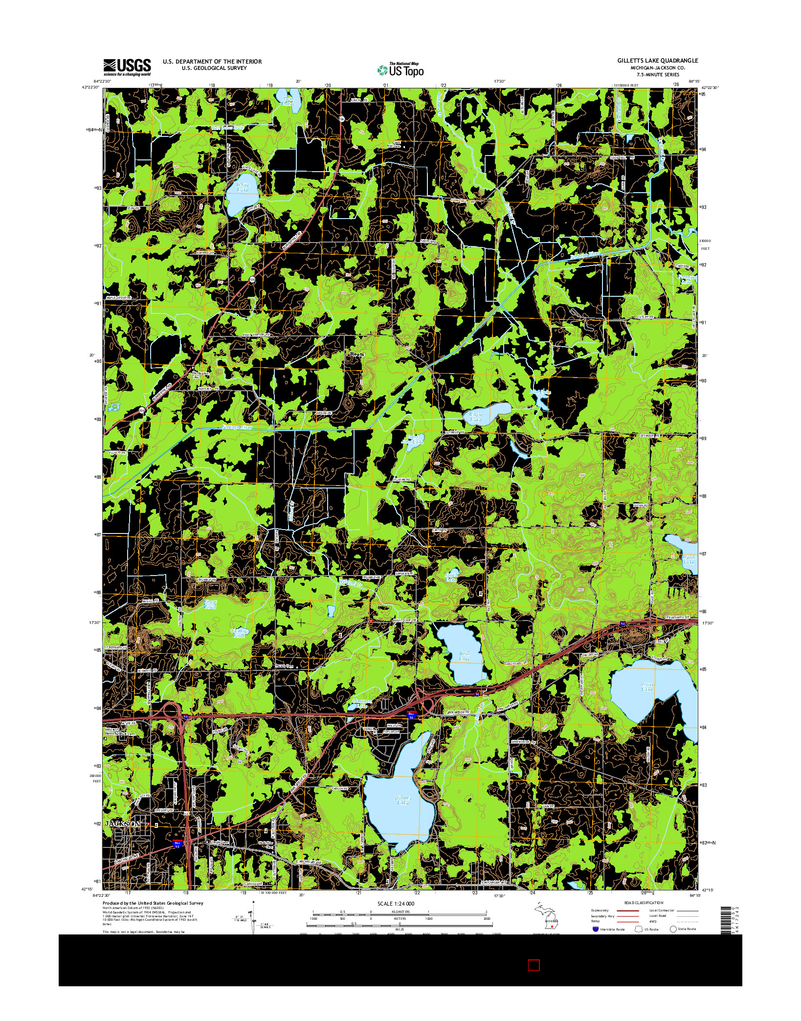 USGS US TOPO 7.5-MINUTE MAP FOR GILLETTS LAKE, MI 2014