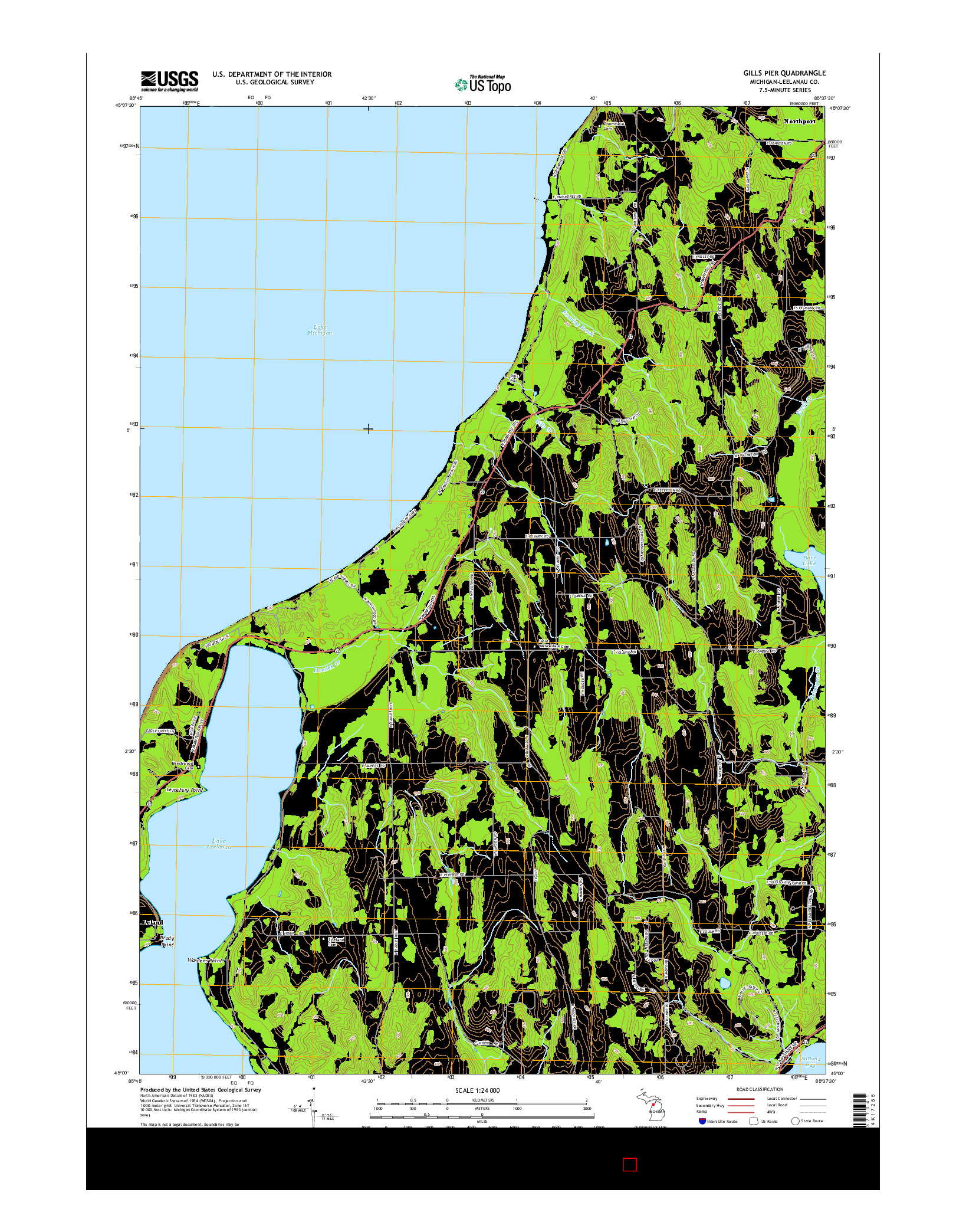 USGS US TOPO 7.5-MINUTE MAP FOR GILLS PIER, MI 2014