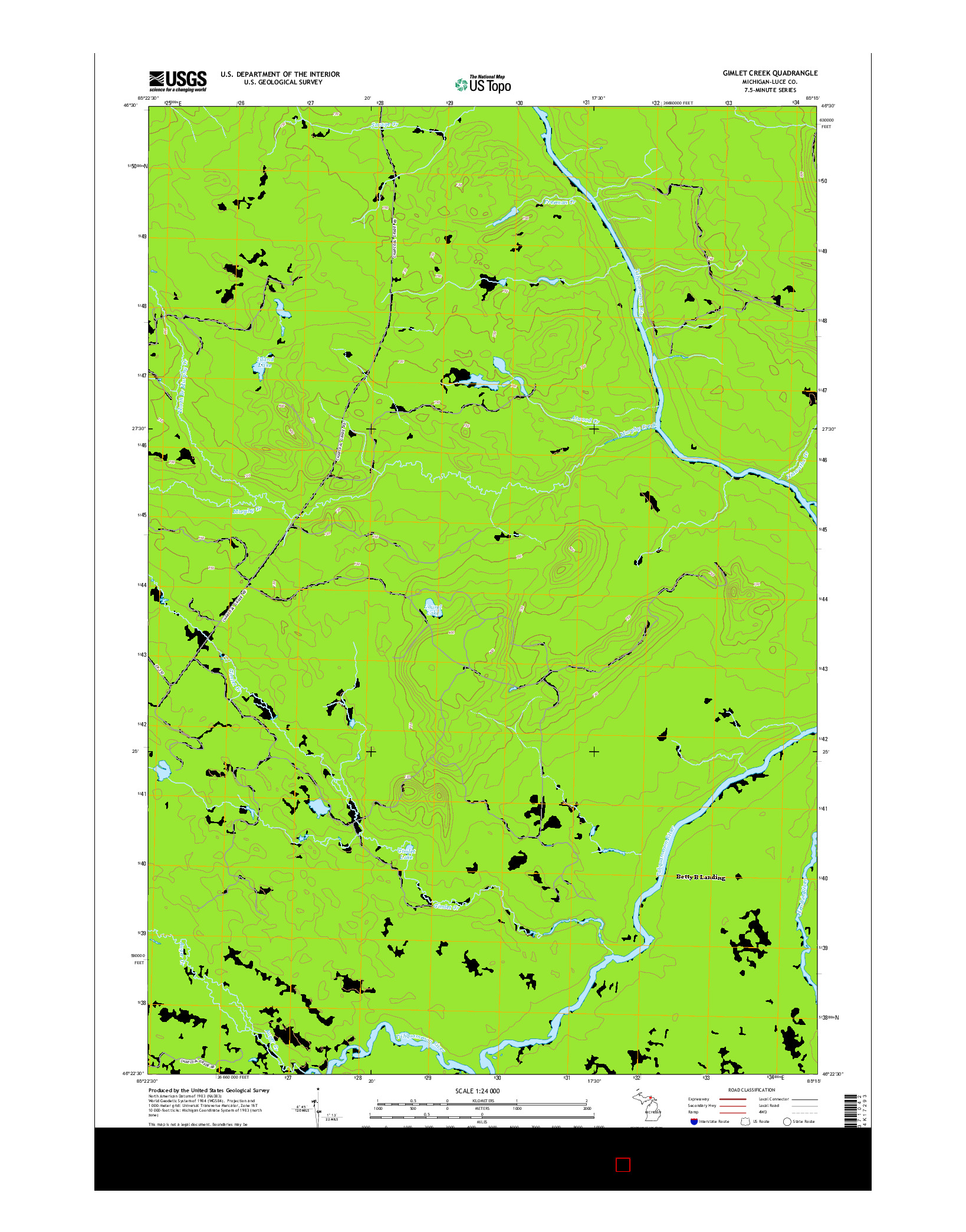 USGS US TOPO 7.5-MINUTE MAP FOR GIMLET CREEK, MI 2014