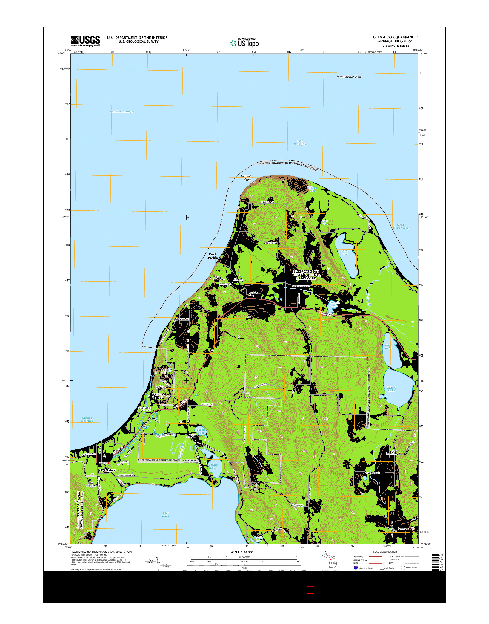 USGS US TOPO 7.5-MINUTE MAP FOR GLEN ARBOR, MI 2014
