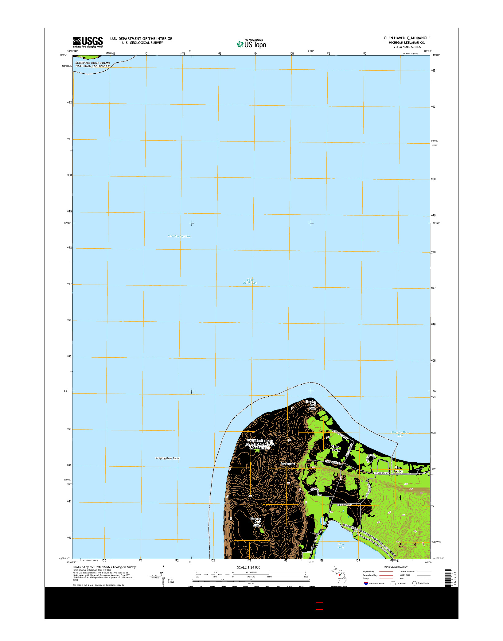 USGS US TOPO 7.5-MINUTE MAP FOR GLEN HAVEN, MI 2014