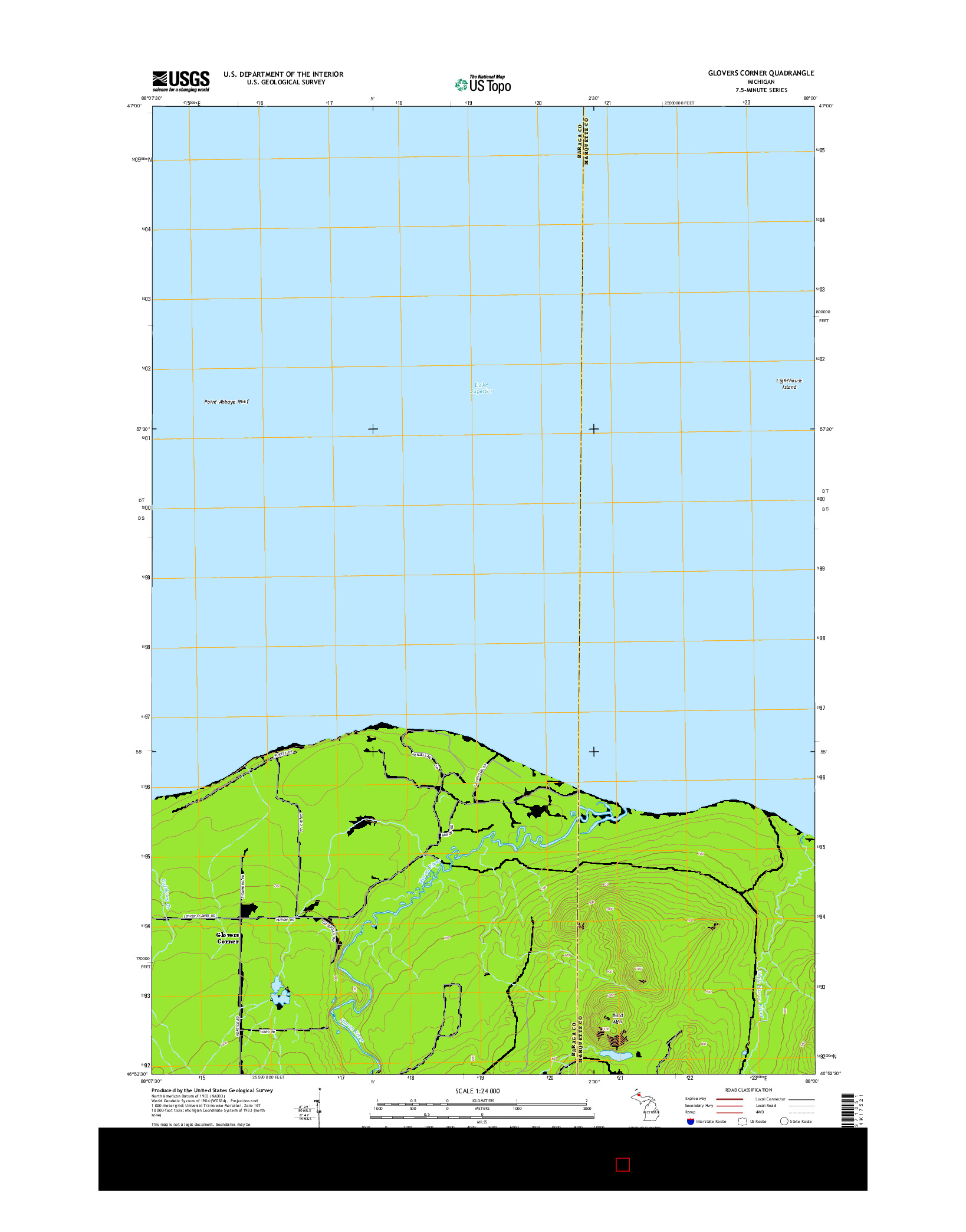 USGS US TOPO 7.5-MINUTE MAP FOR GLOVERS CORNER, MI 2014