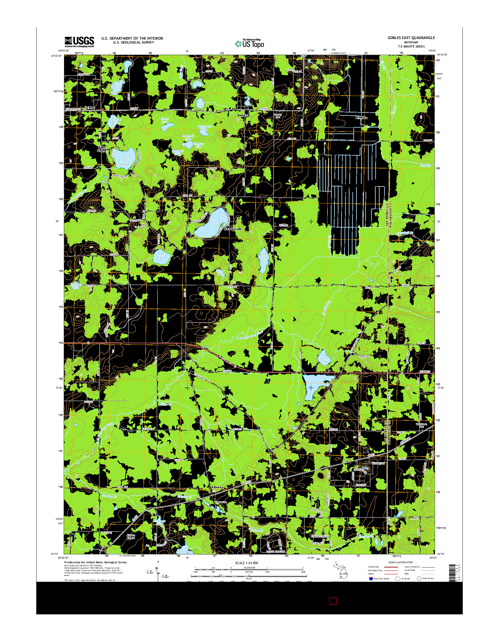 USGS US TOPO 7.5-MINUTE MAP FOR GOBLES EAST, MI 2014