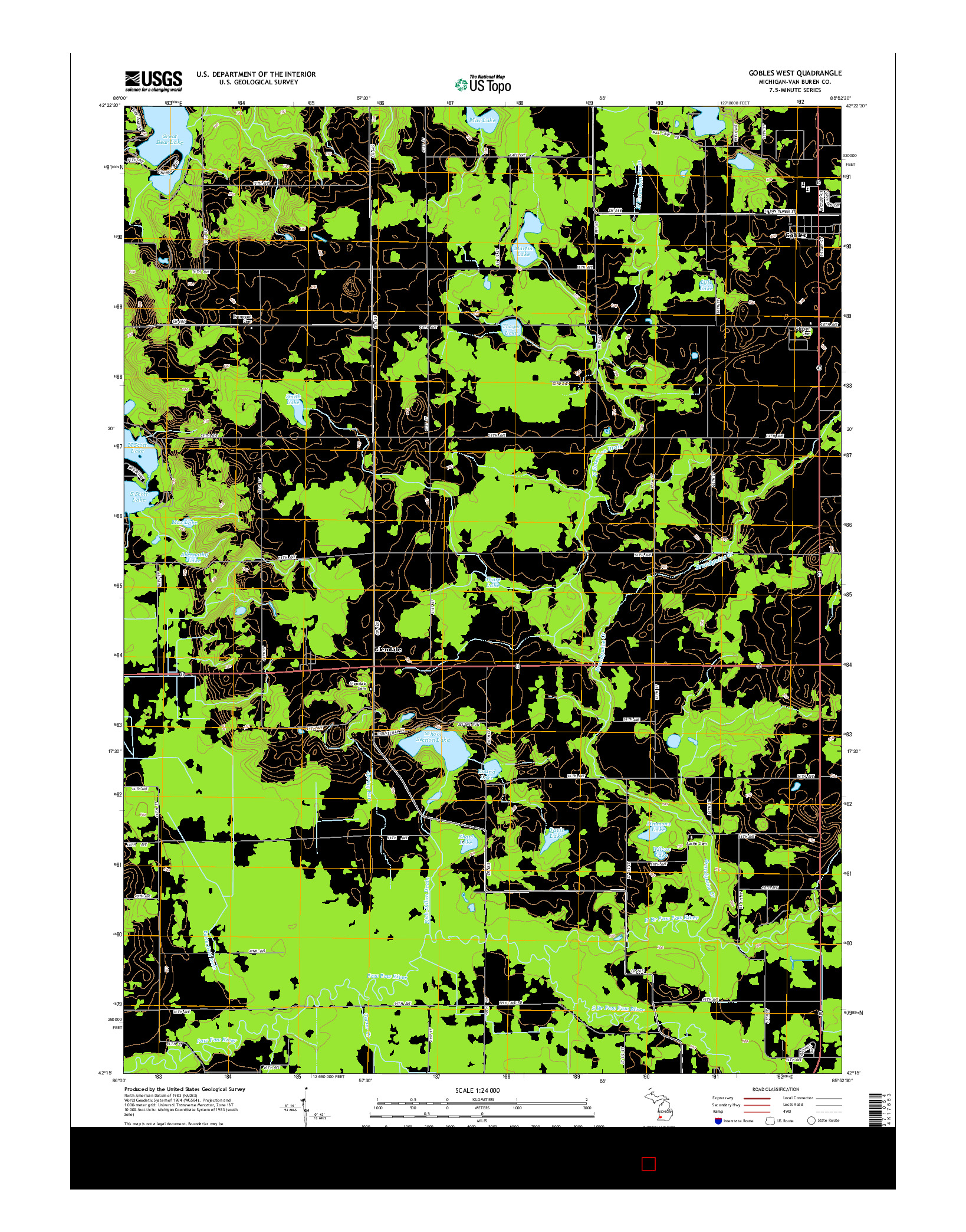 USGS US TOPO 7.5-MINUTE MAP FOR GOBLES WEST, MI 2014