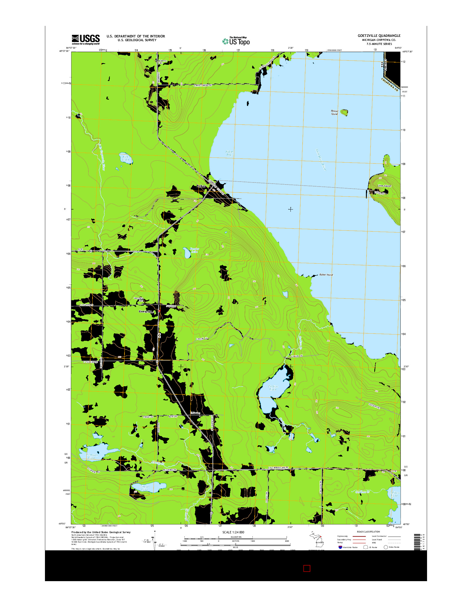 USGS US TOPO 7.5-MINUTE MAP FOR GOETZVILLE, MI 2014