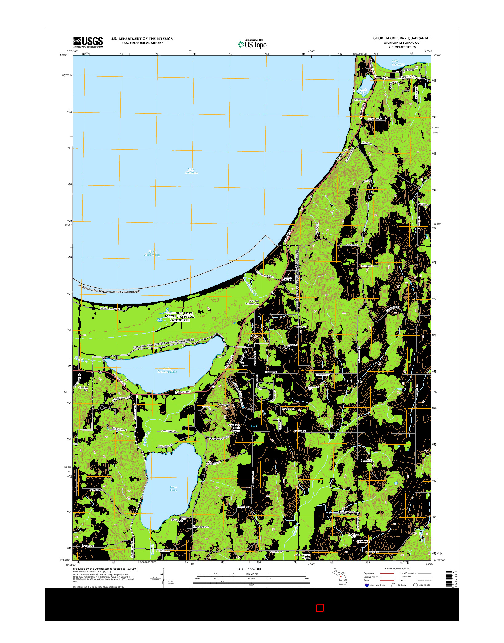 USGS US TOPO 7.5-MINUTE MAP FOR GOOD HARBOR BAY, MI 2014