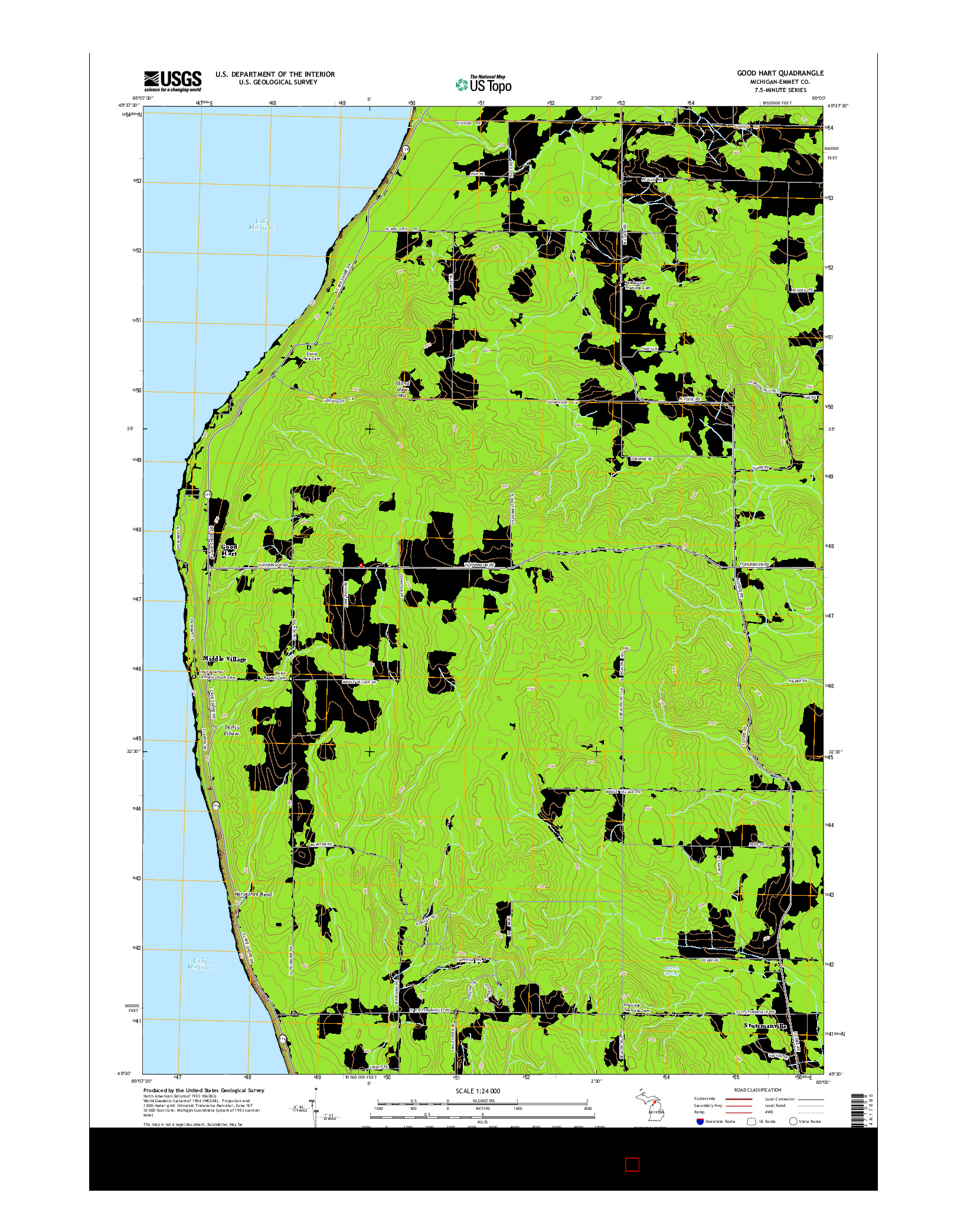 USGS US TOPO 7.5-MINUTE MAP FOR GOOD HART, MI 2014
