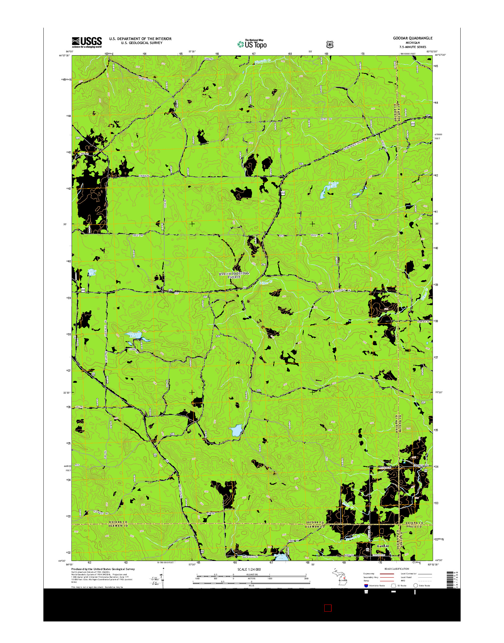 USGS US TOPO 7.5-MINUTE MAP FOR GOODAR, MI 2014