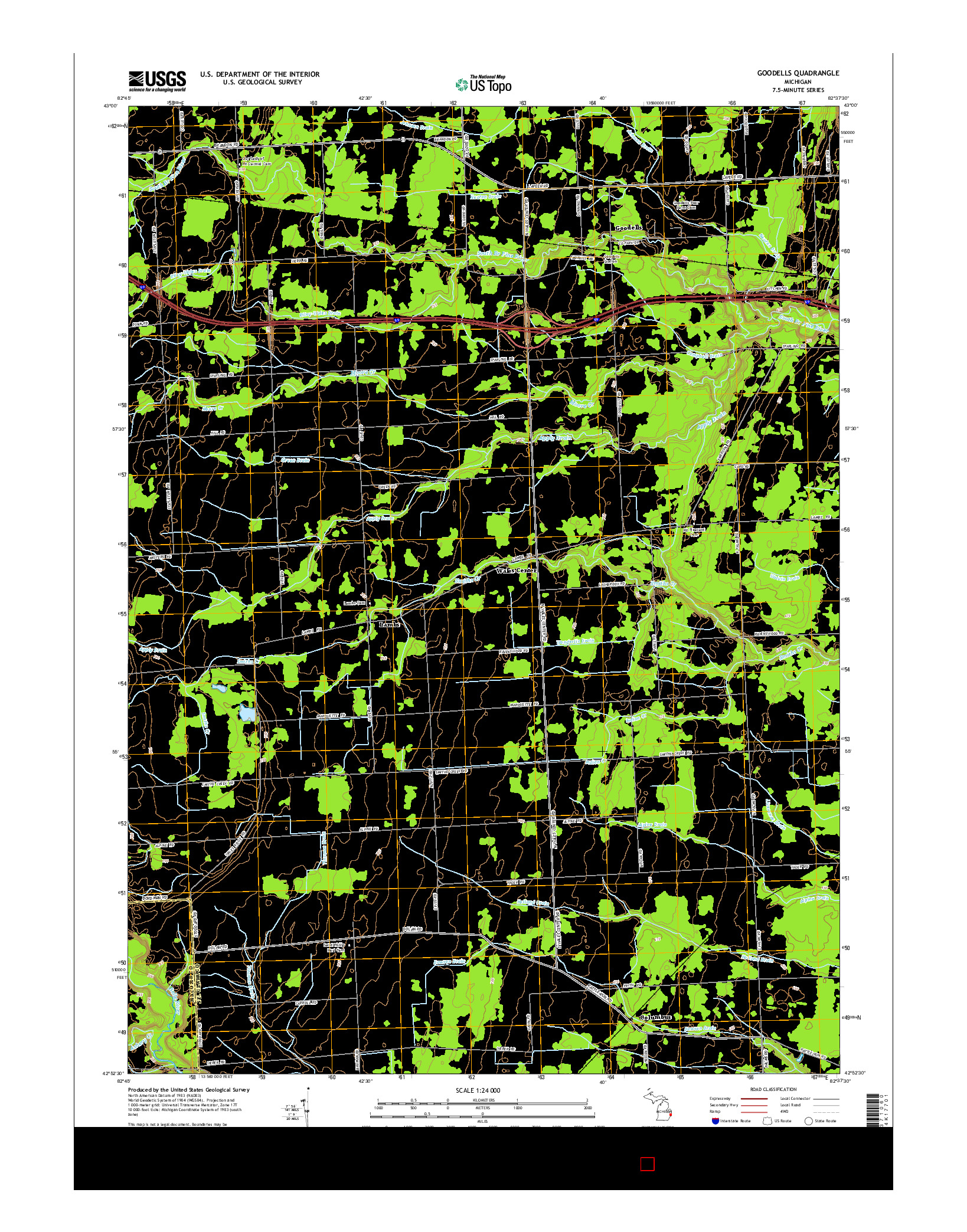 USGS US TOPO 7.5-MINUTE MAP FOR GOODELLS, MI 2014
