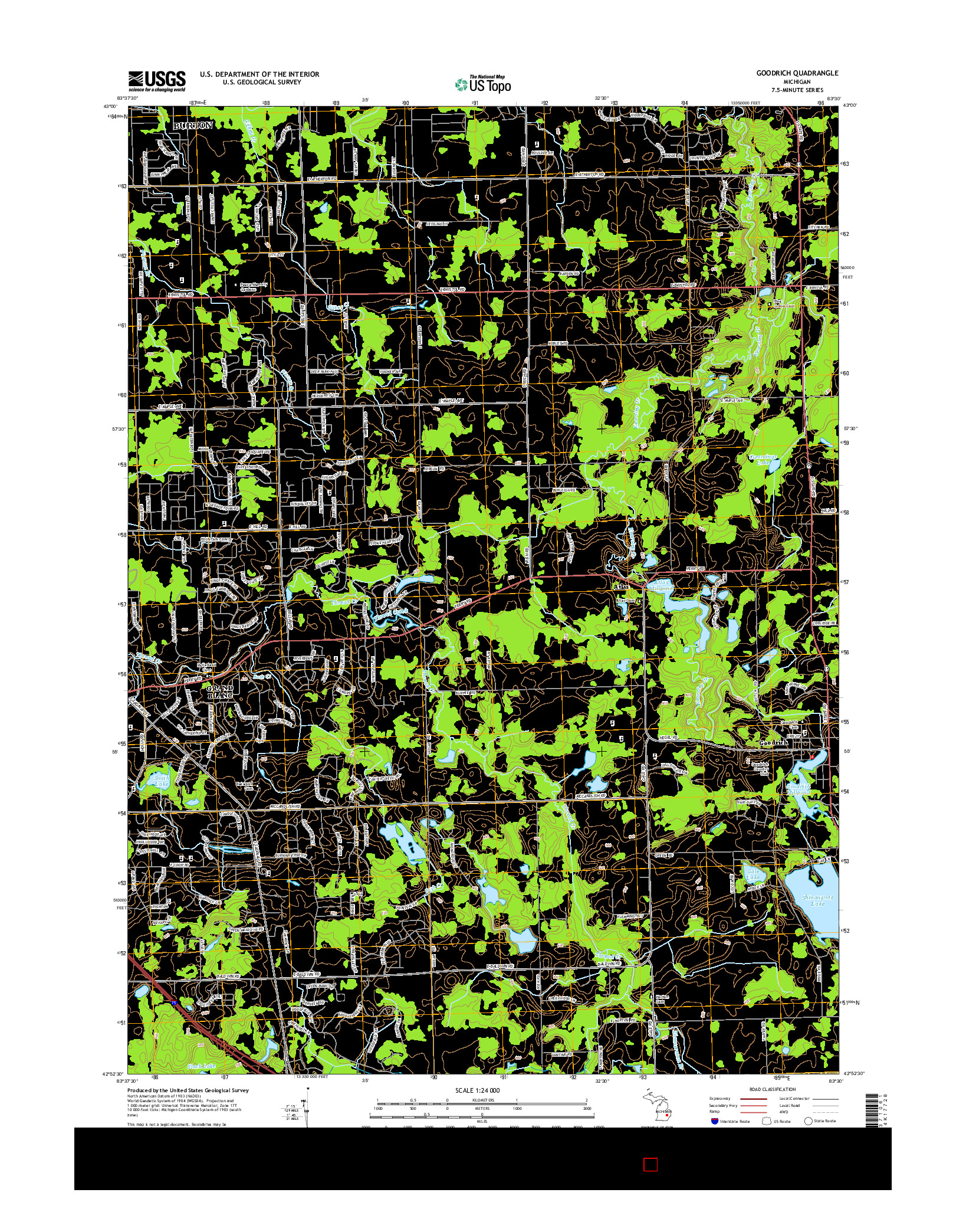 USGS US TOPO 7.5-MINUTE MAP FOR GOODRICH, MI 2014