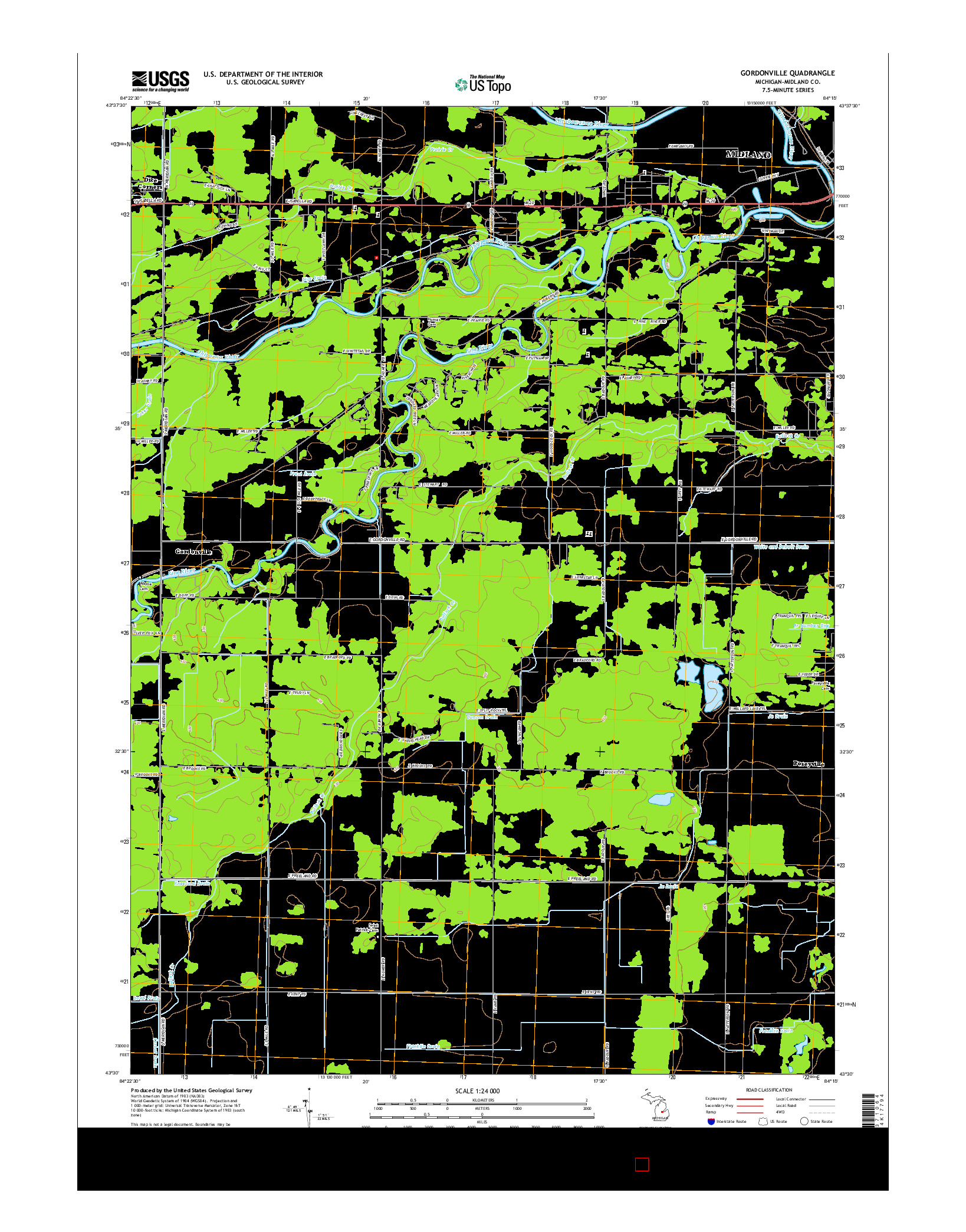USGS US TOPO 7.5-MINUTE MAP FOR GORDONVILLE, MI 2014
