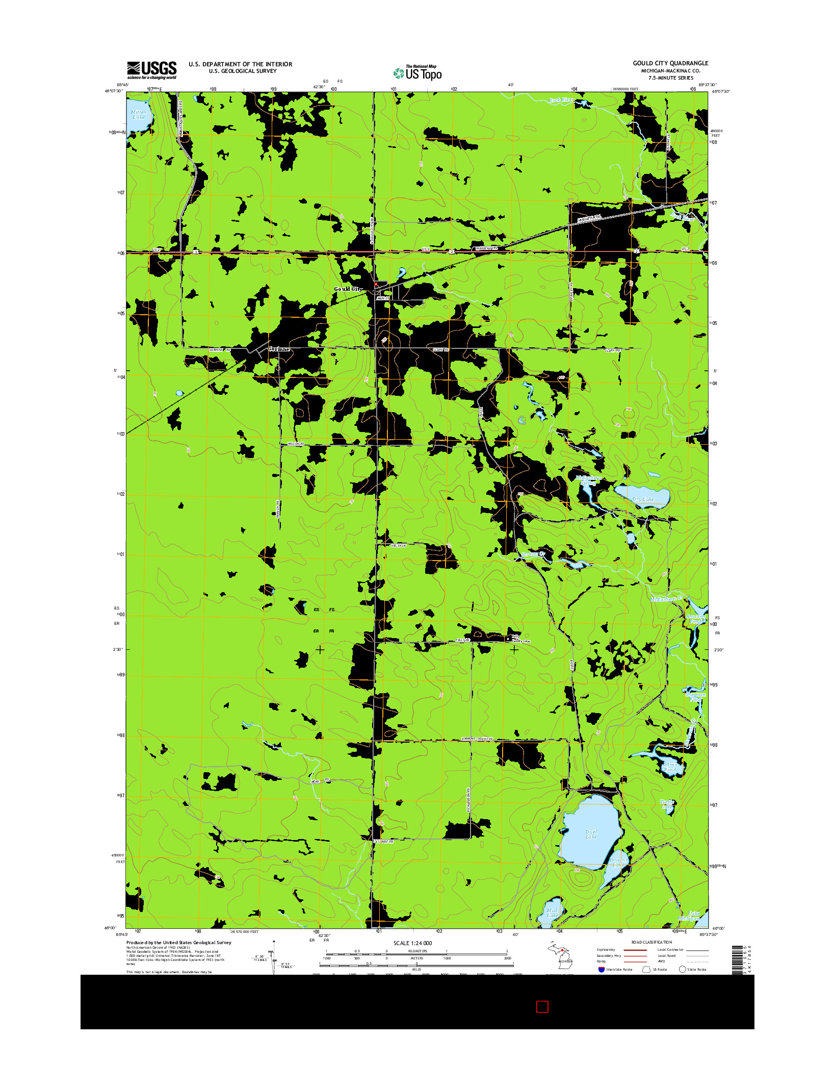 USGS US TOPO 7.5-MINUTE MAP FOR GOULD CITY, MI 2014