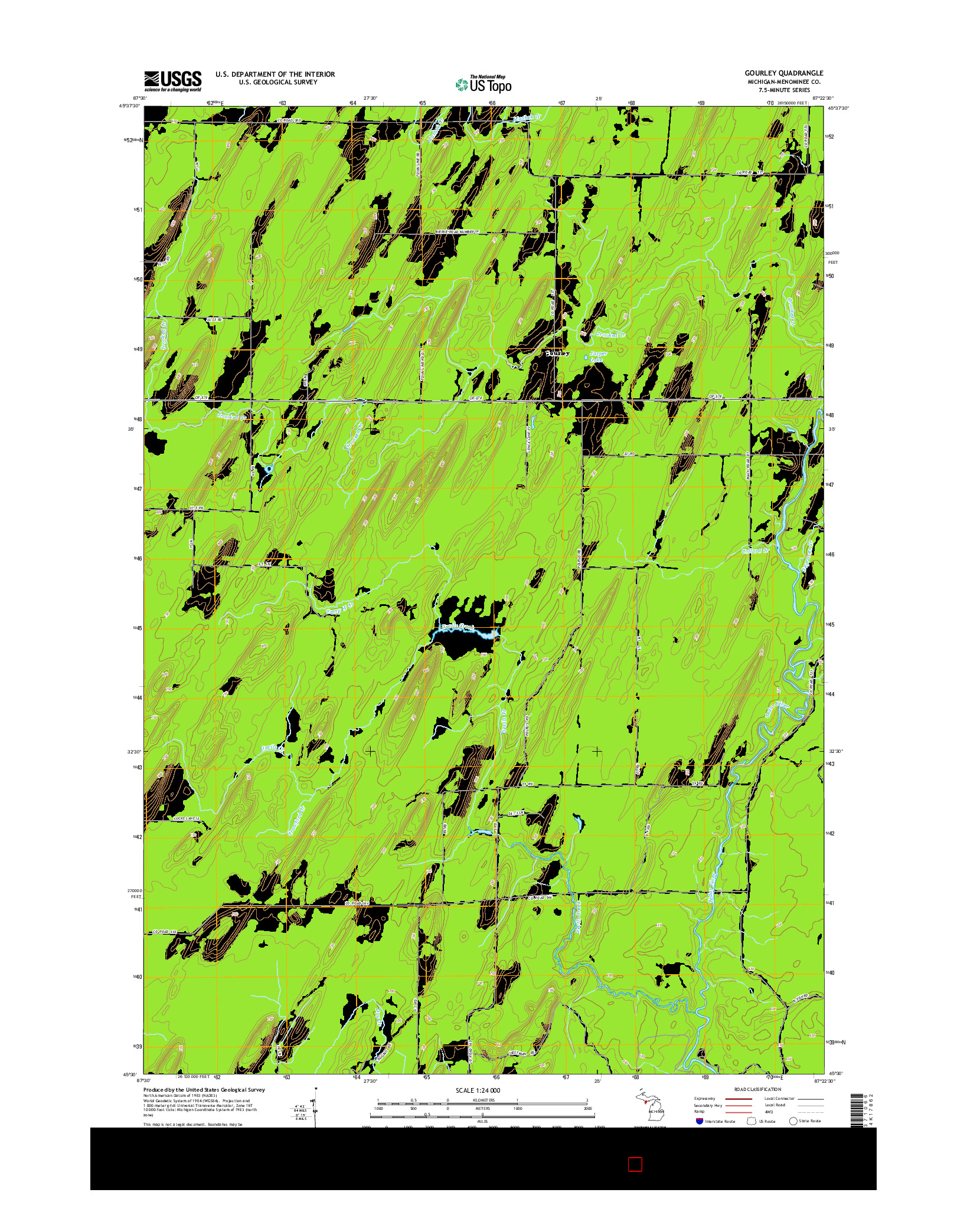 USGS US TOPO 7.5-MINUTE MAP FOR GOURLEY, MI 2014