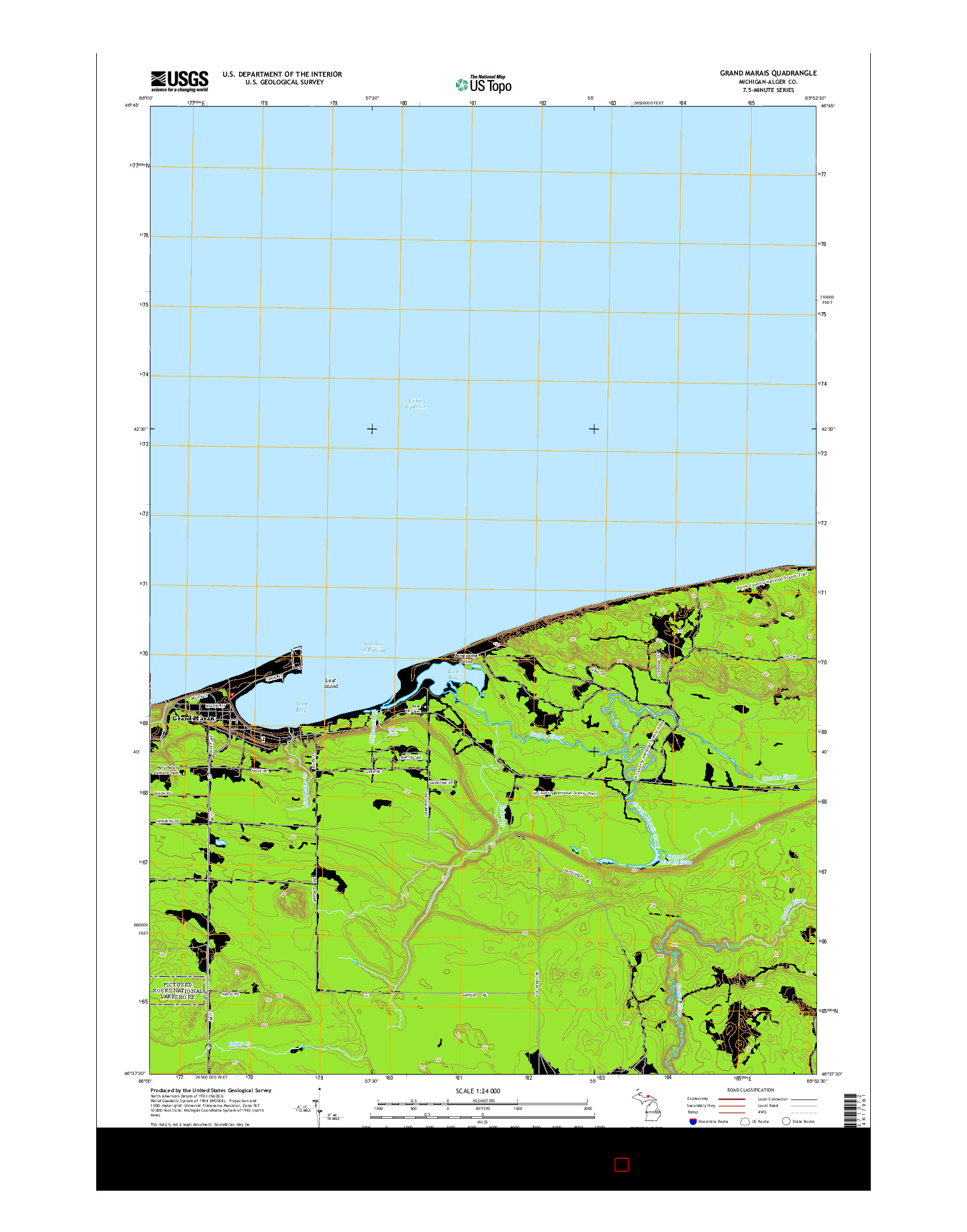 USGS US TOPO 7.5-MINUTE MAP FOR GRAND MARAIS, MI 2014
