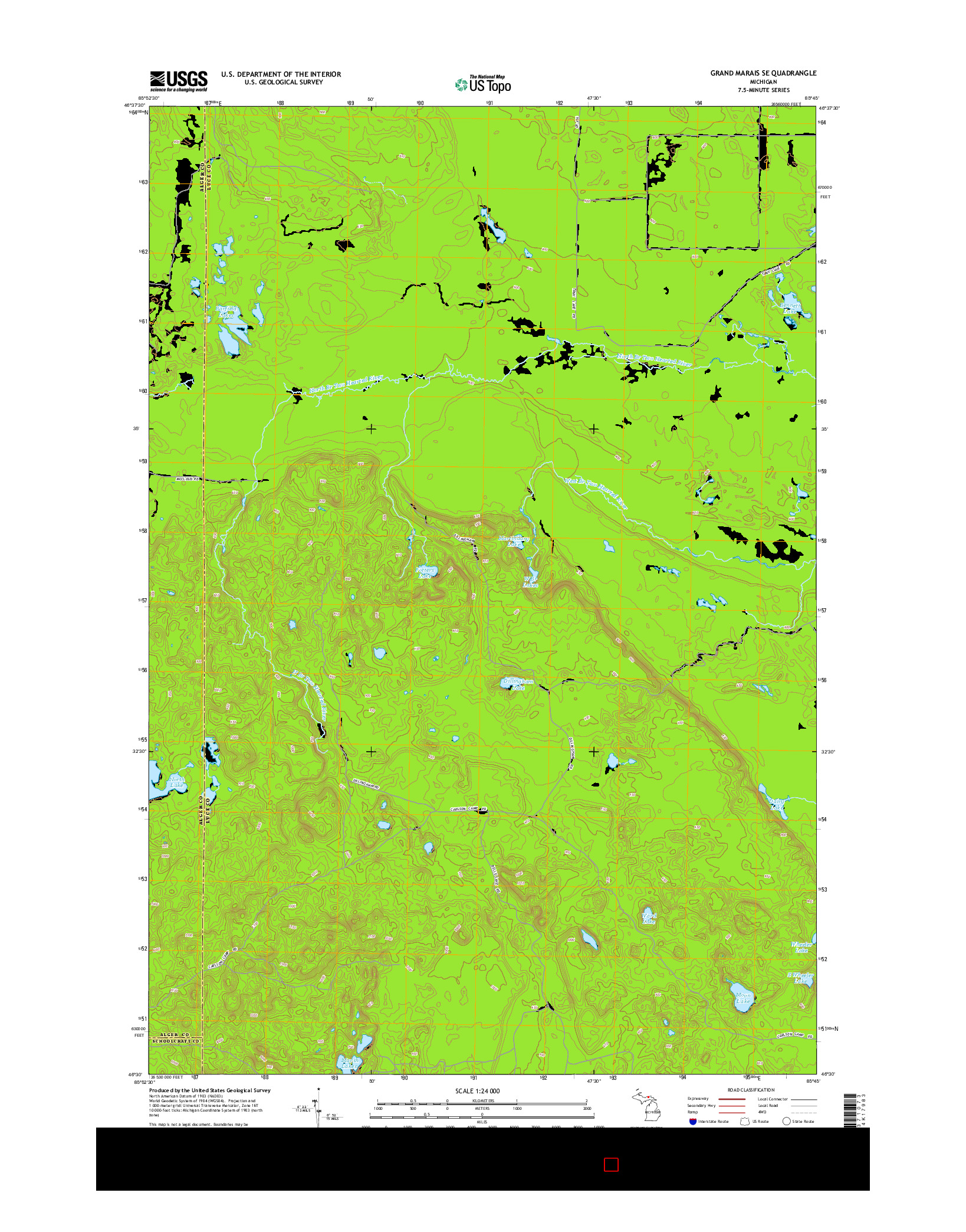USGS US TOPO 7.5-MINUTE MAP FOR GRAND MARAIS SE, MI 2014