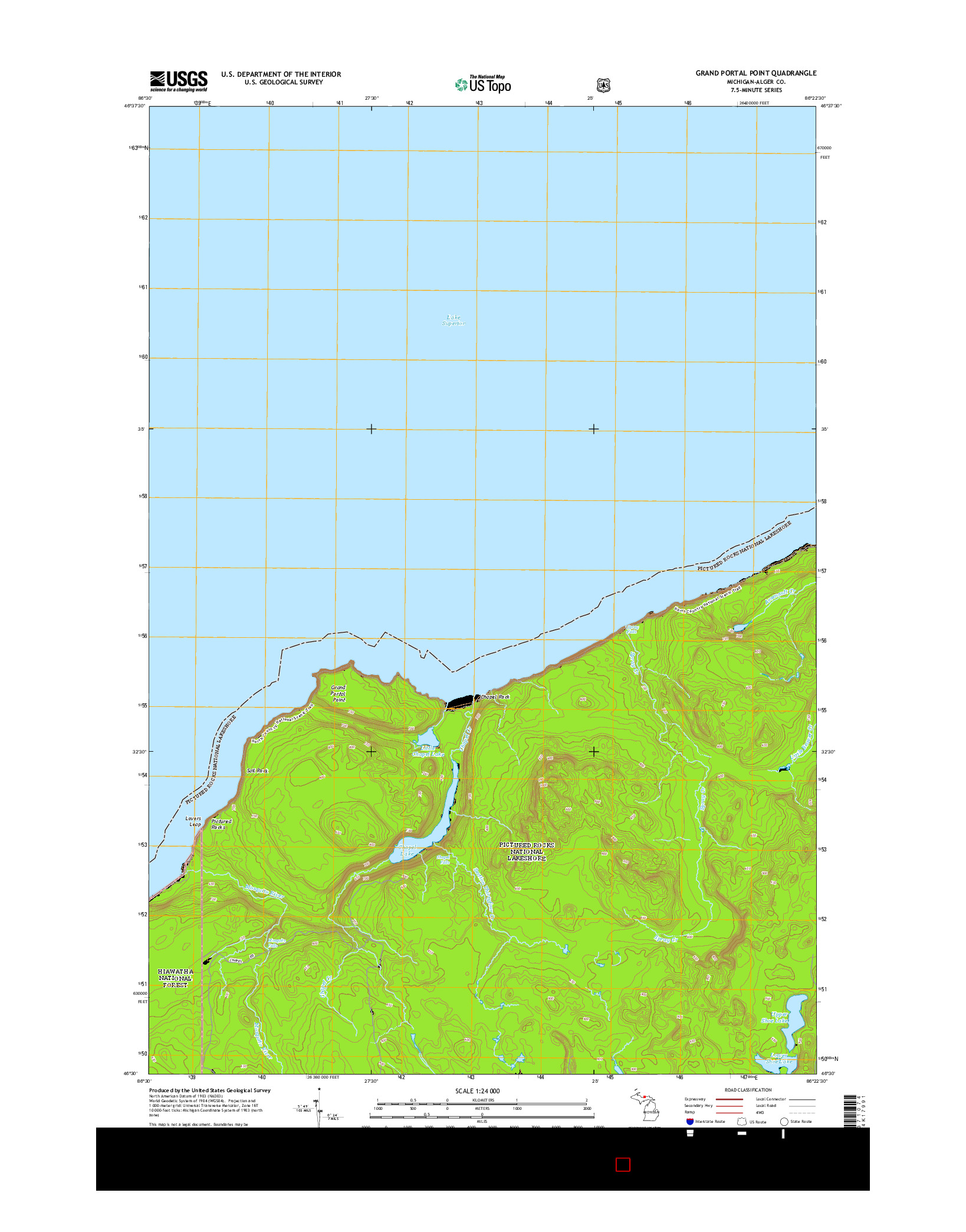 USGS US TOPO 7.5-MINUTE MAP FOR GRAND PORTAL POINT, MI 2014