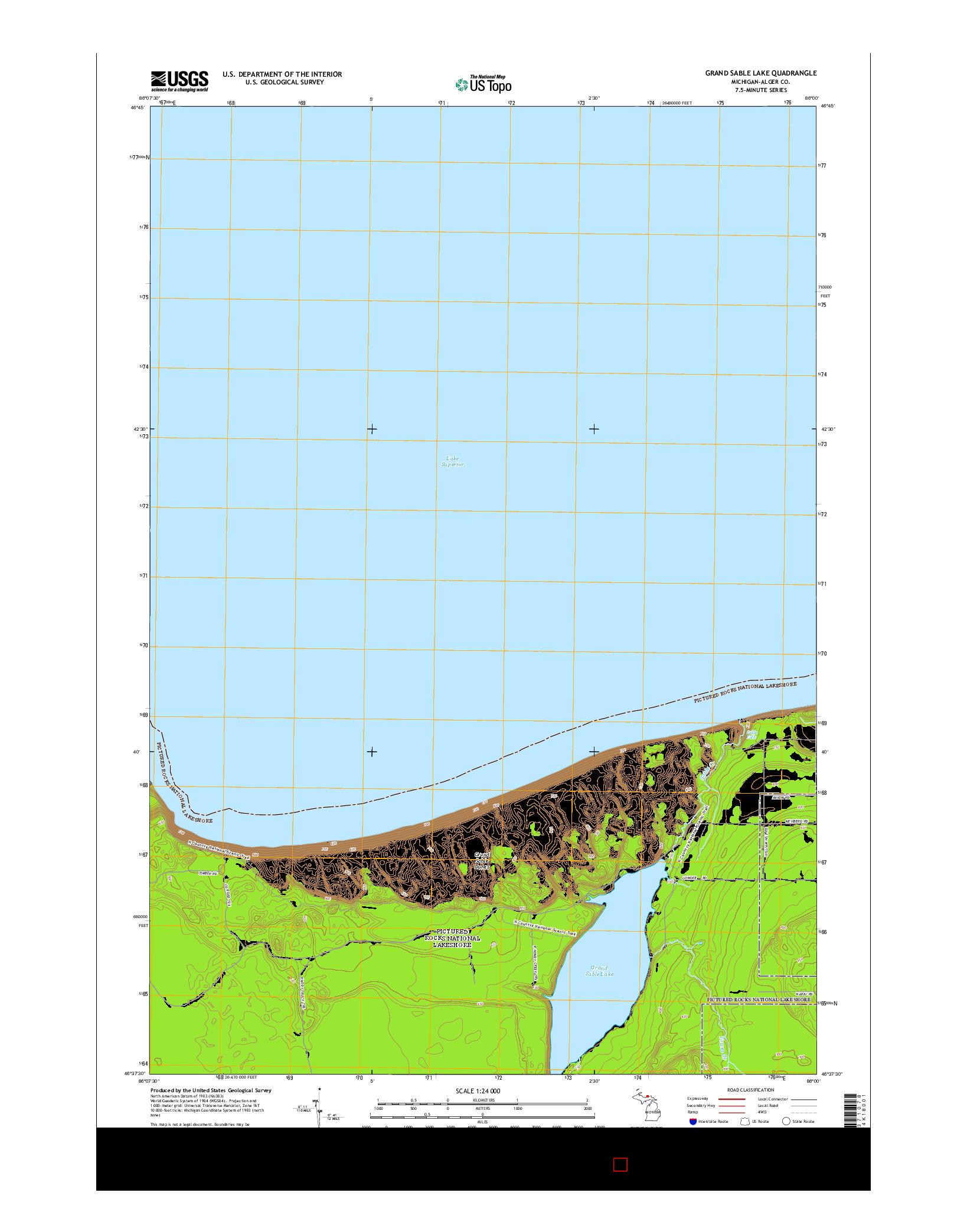 USGS US TOPO 7.5-MINUTE MAP FOR GRAND SABLE LAKE, MI 2014