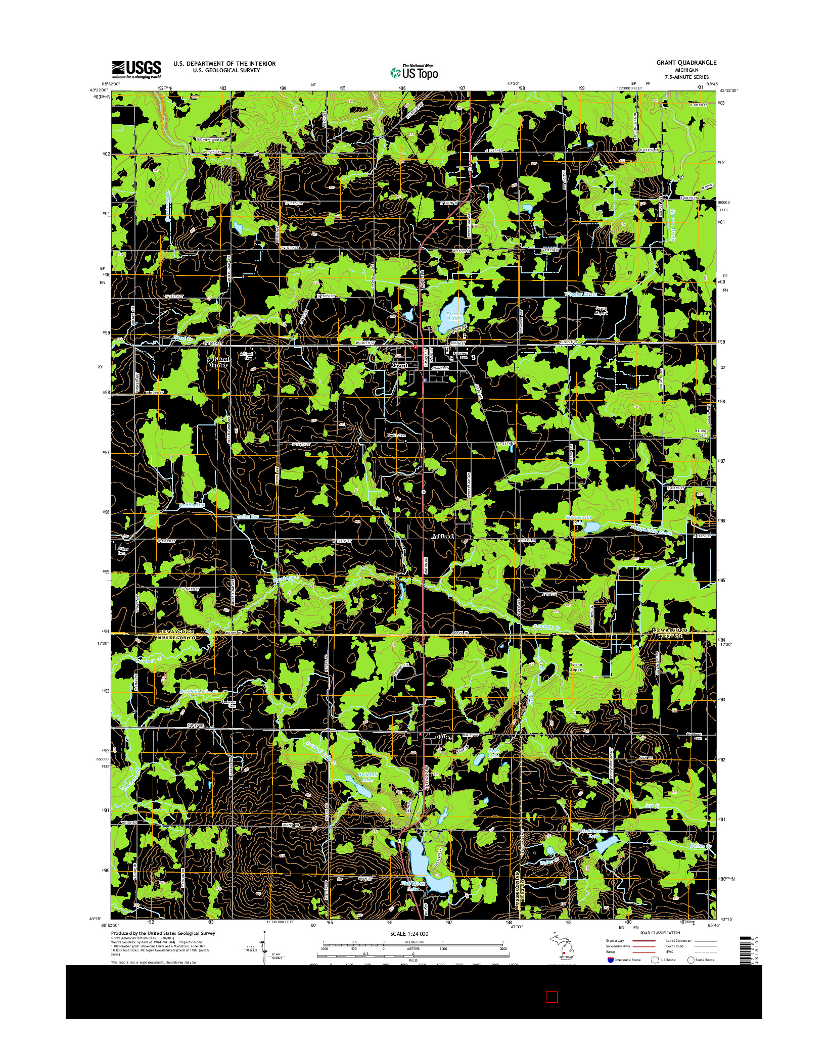 USGS US TOPO 7.5-MINUTE MAP FOR GRANT, MI 2014