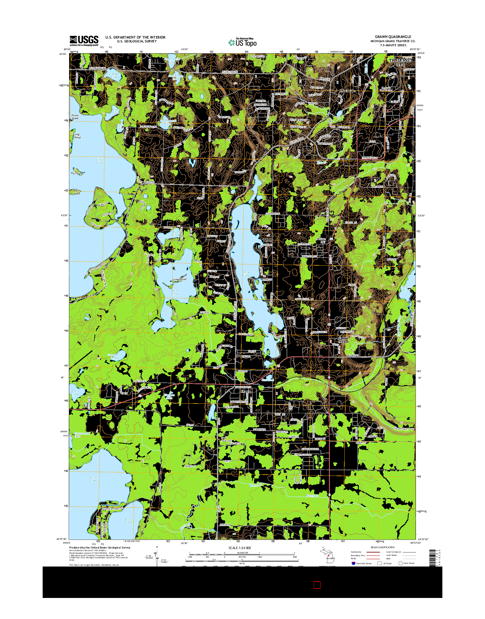 USGS US TOPO 7.5-MINUTE MAP FOR GRAWN, MI 2014