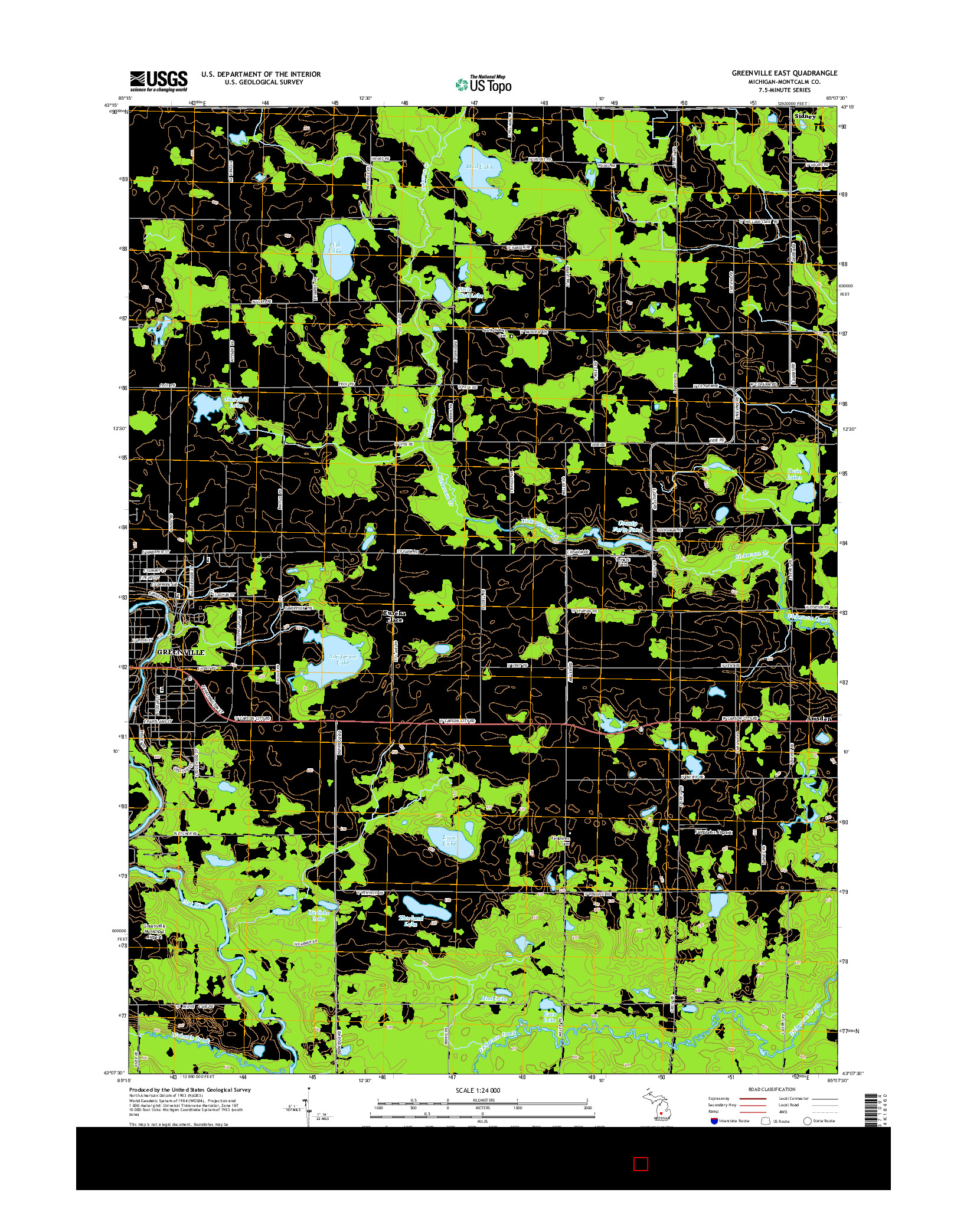 USGS US TOPO 7.5-MINUTE MAP FOR GREENVILLE EAST, MI 2014