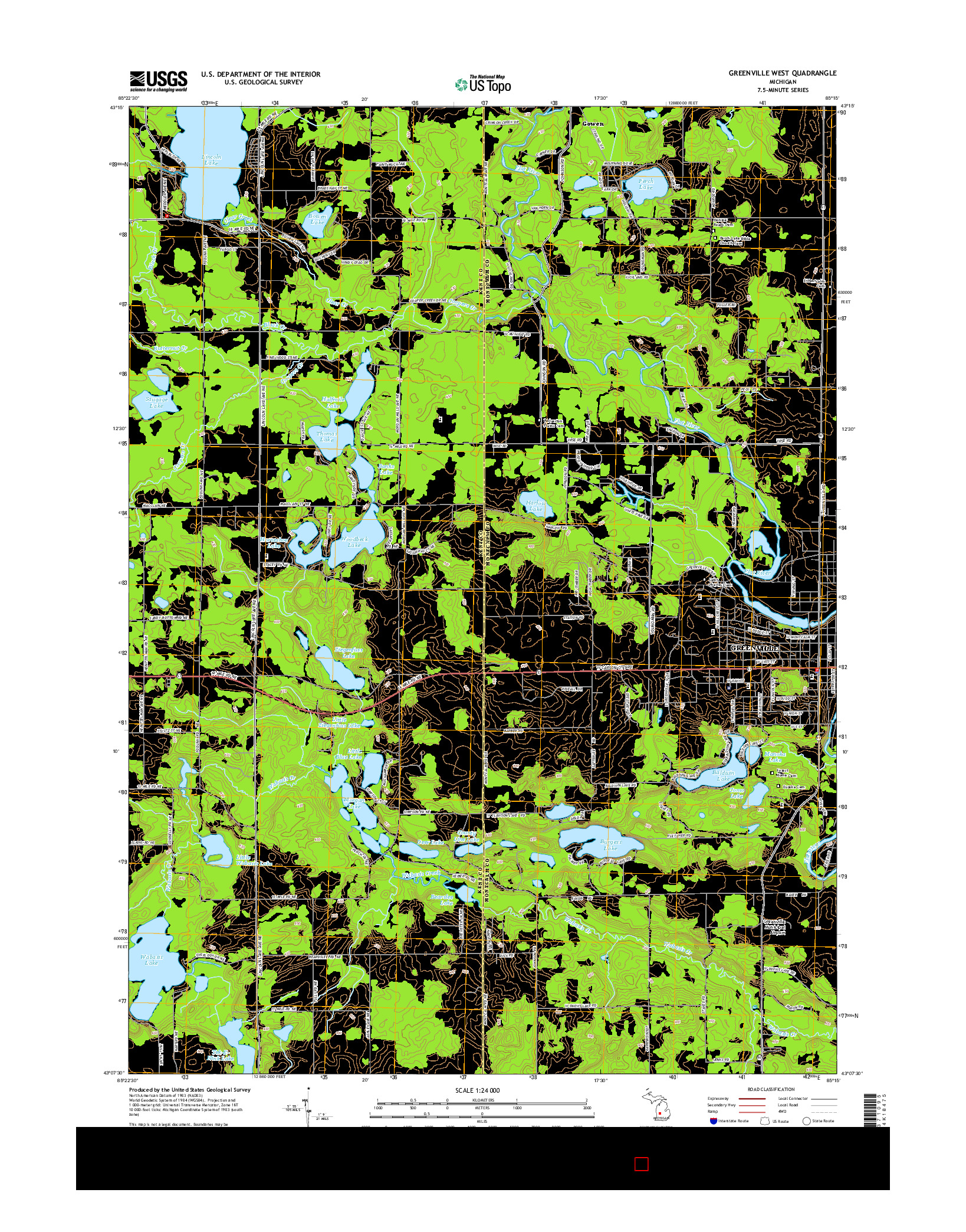 USGS US TOPO 7.5-MINUTE MAP FOR GREENVILLE WEST, MI 2014