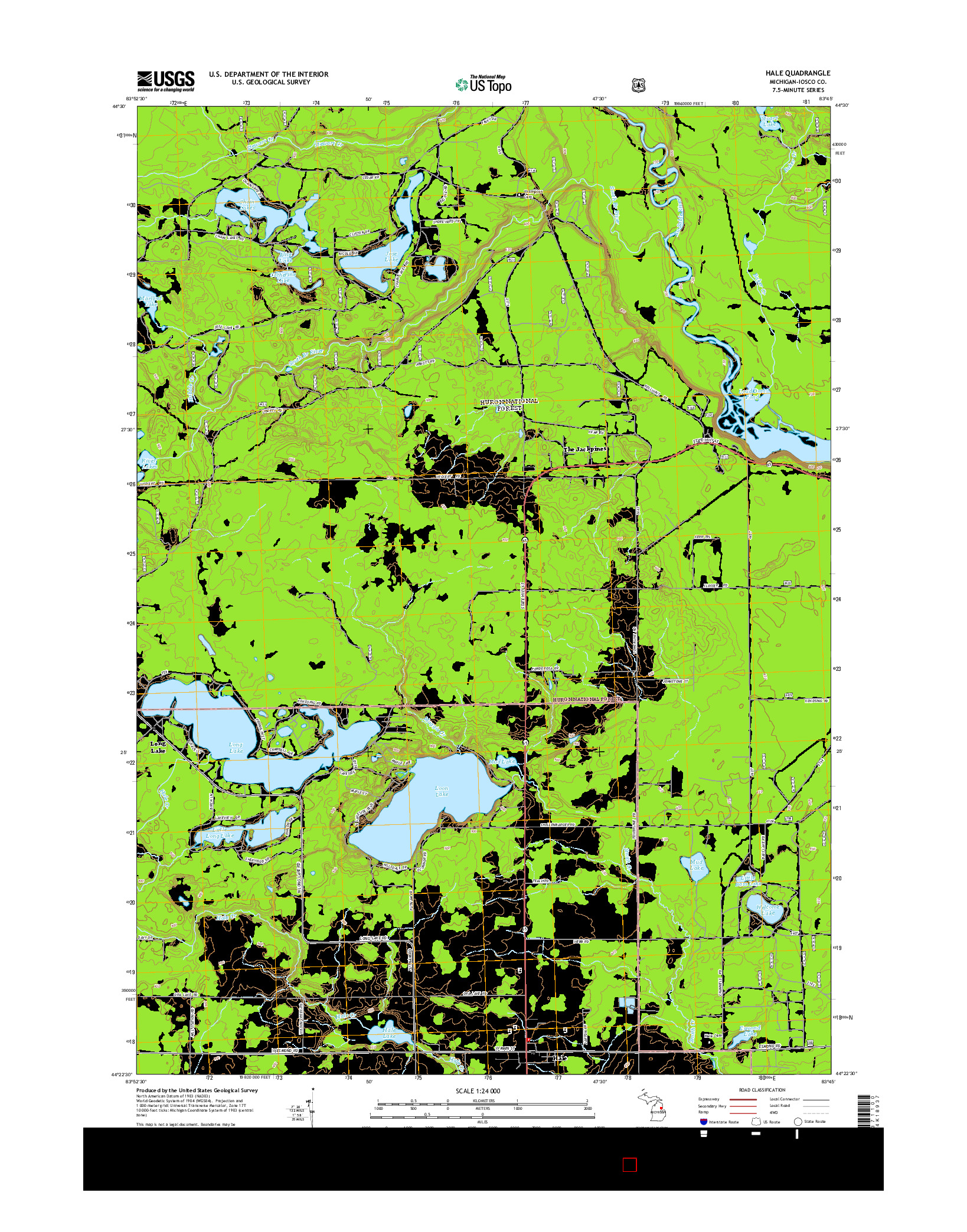 USGS US TOPO 7.5-MINUTE MAP FOR HALE, MI 2014