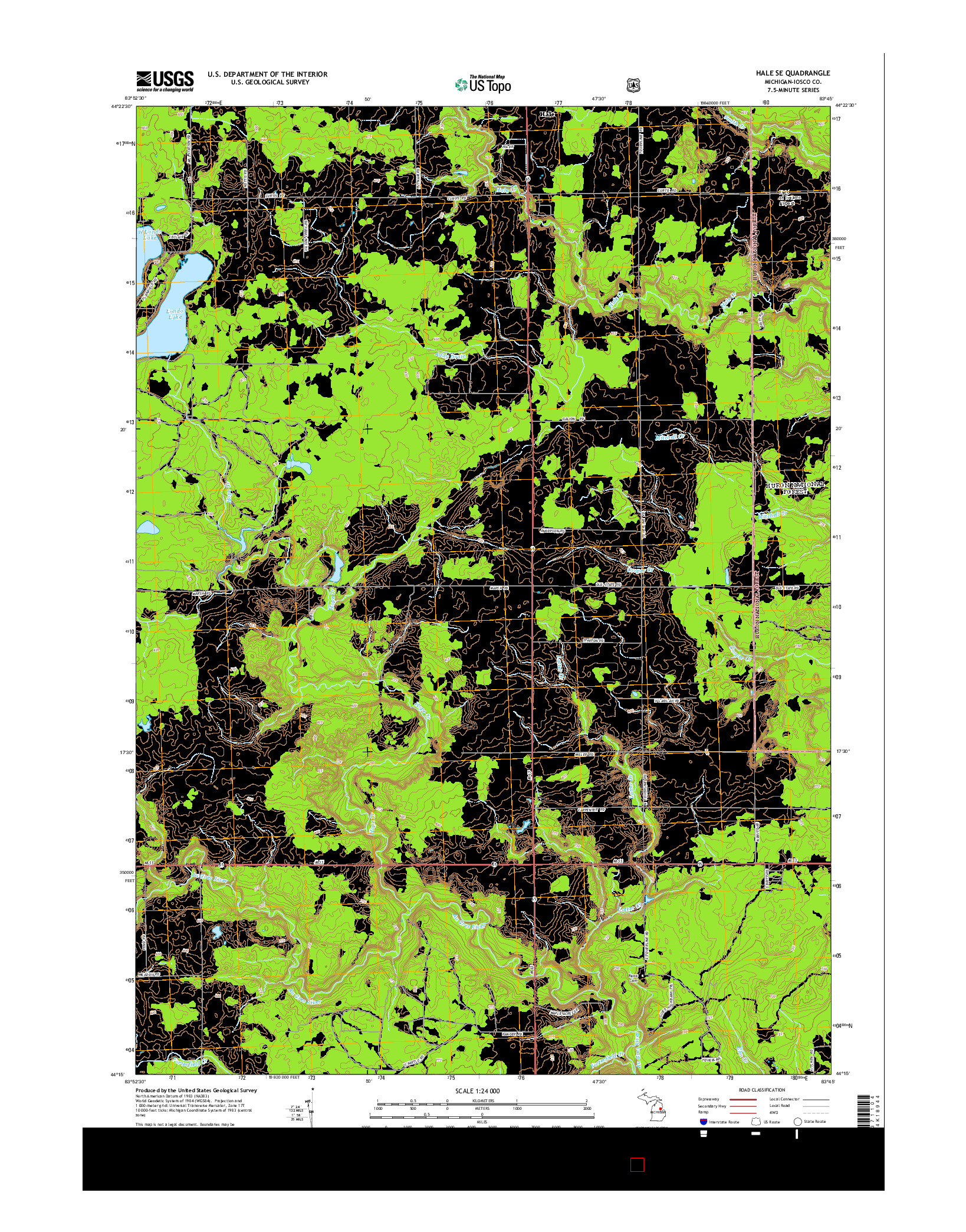 USGS US TOPO 7.5-MINUTE MAP FOR HALE SE, MI 2014