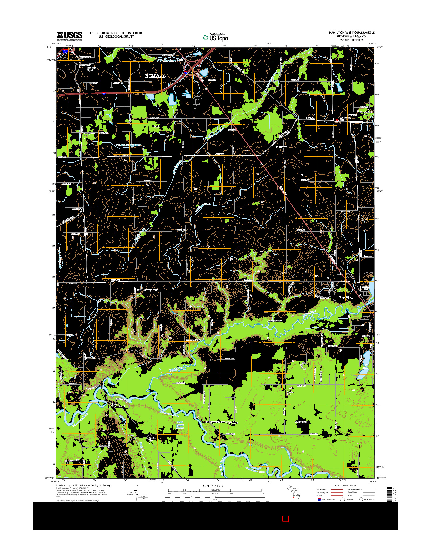 USGS US TOPO 7.5-MINUTE MAP FOR HAMILTON WEST, MI 2014
