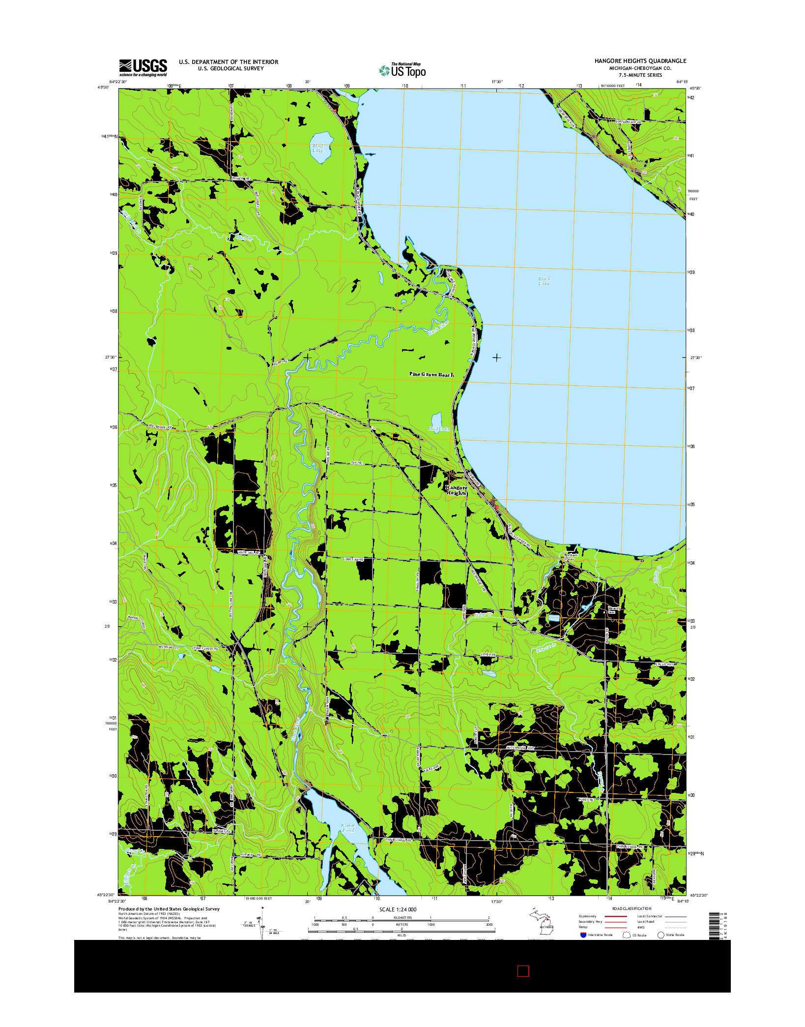 USGS US TOPO 7.5-MINUTE MAP FOR HANGORE HEIGHTS, MI 2014