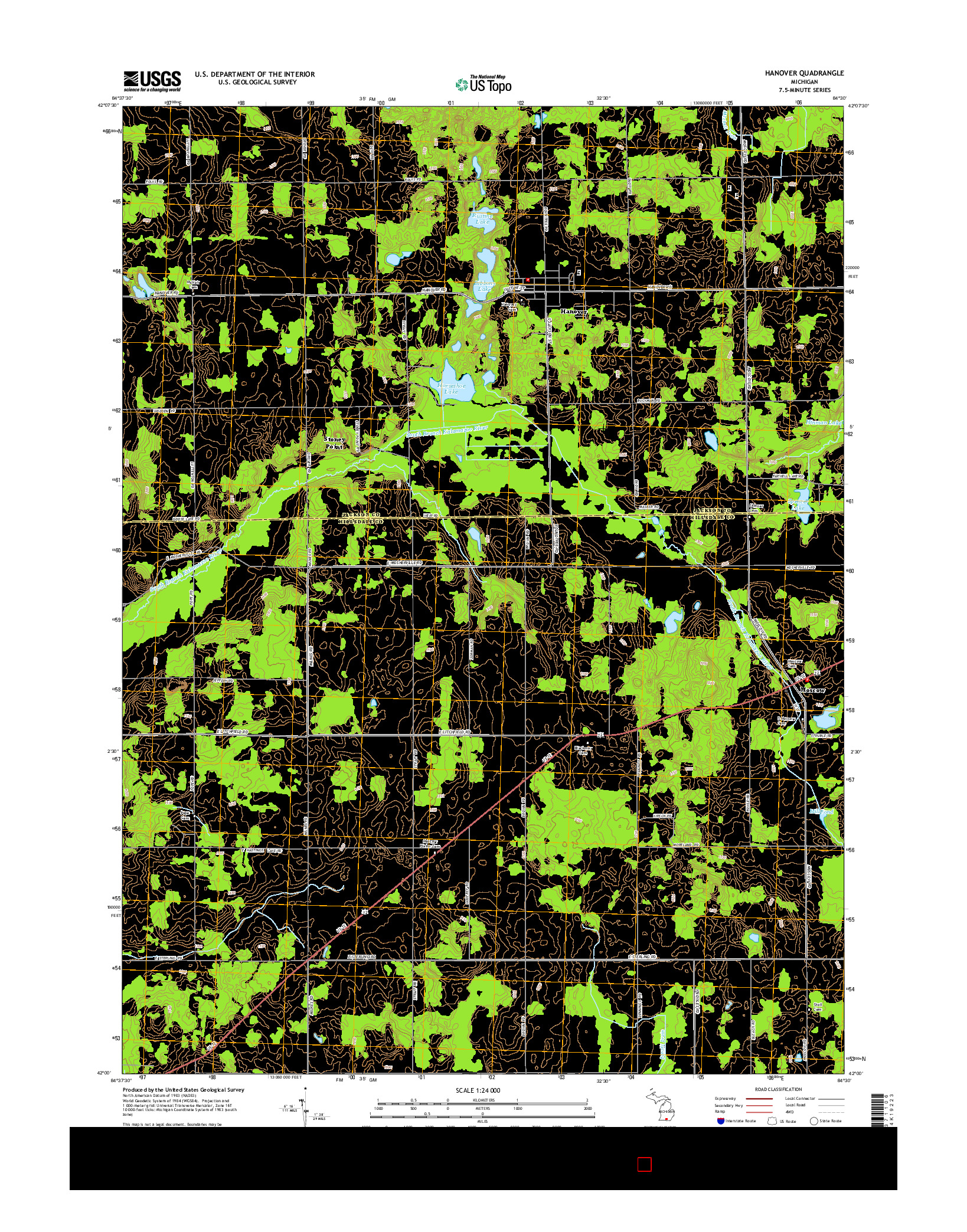 USGS US TOPO 7.5-MINUTE MAP FOR HANOVER, MI 2014