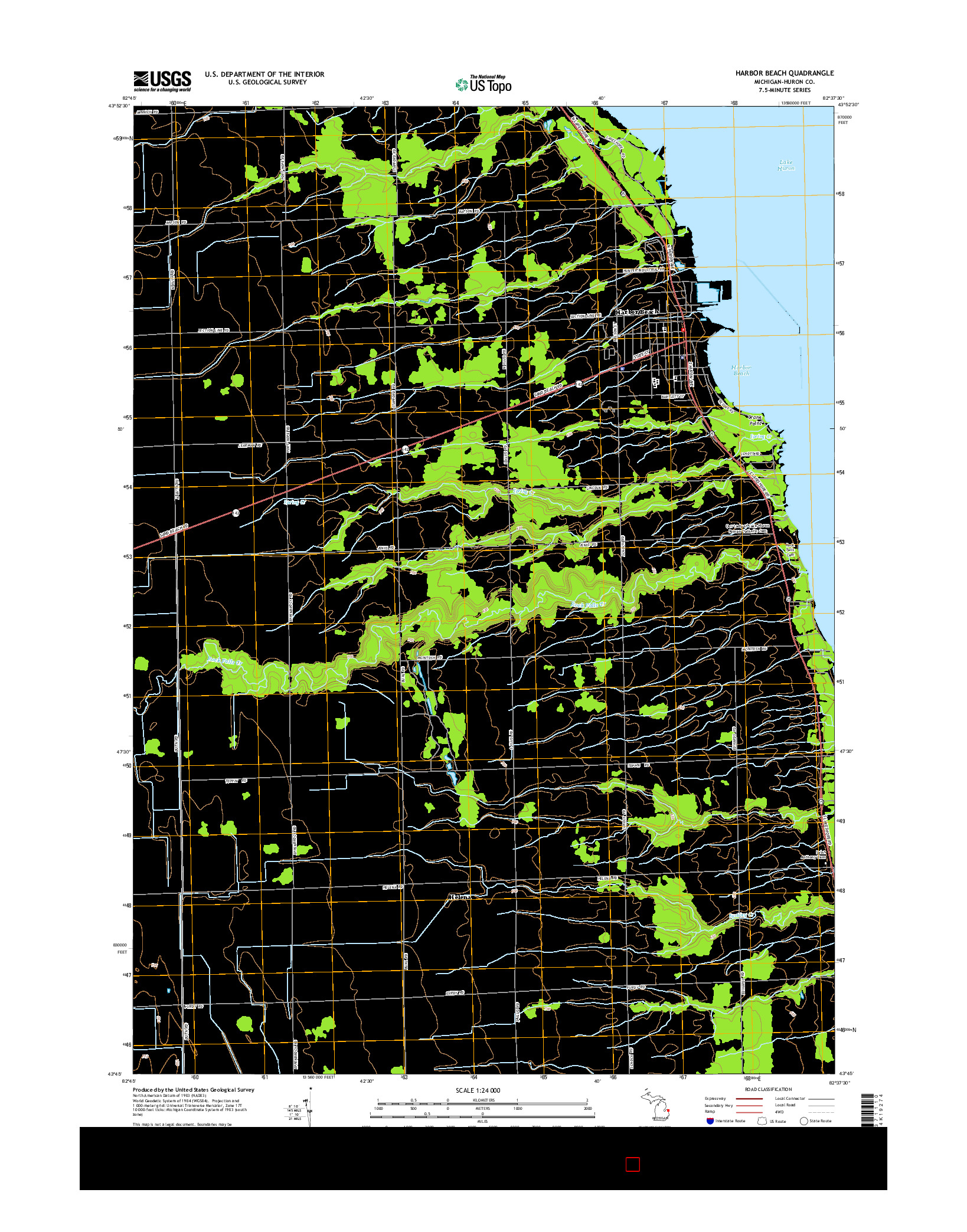 USGS US TOPO 7.5-MINUTE MAP FOR HARBOR BEACH, MI 2014
