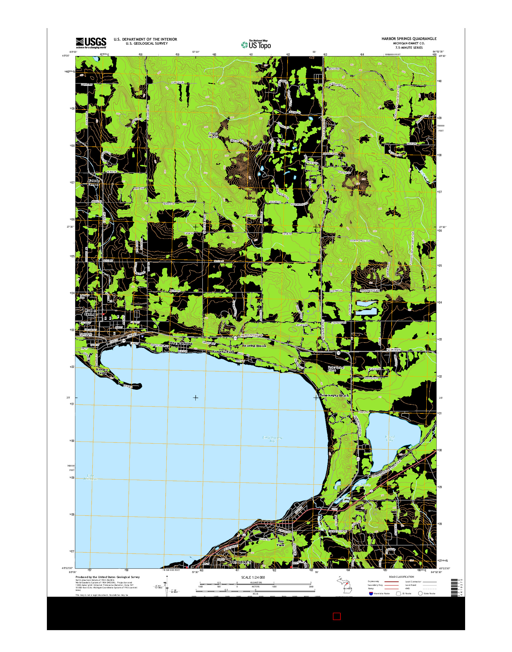 USGS US TOPO 7.5-MINUTE MAP FOR HARBOR SPRINGS, MI 2014