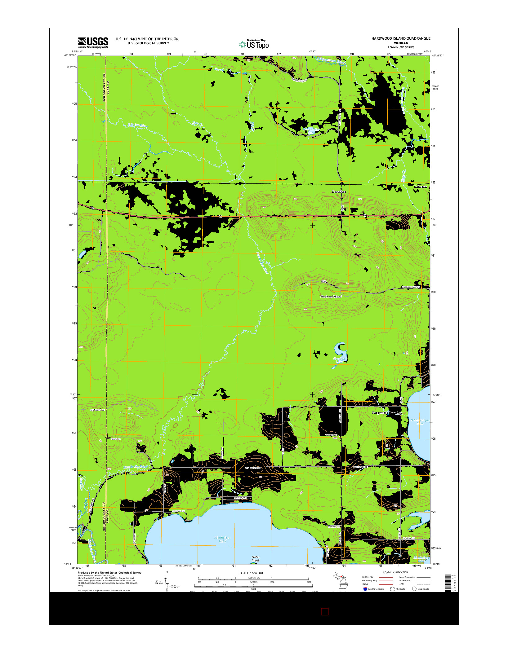 USGS US TOPO 7.5-MINUTE MAP FOR HARDWOOD ISLAND, MI 2014