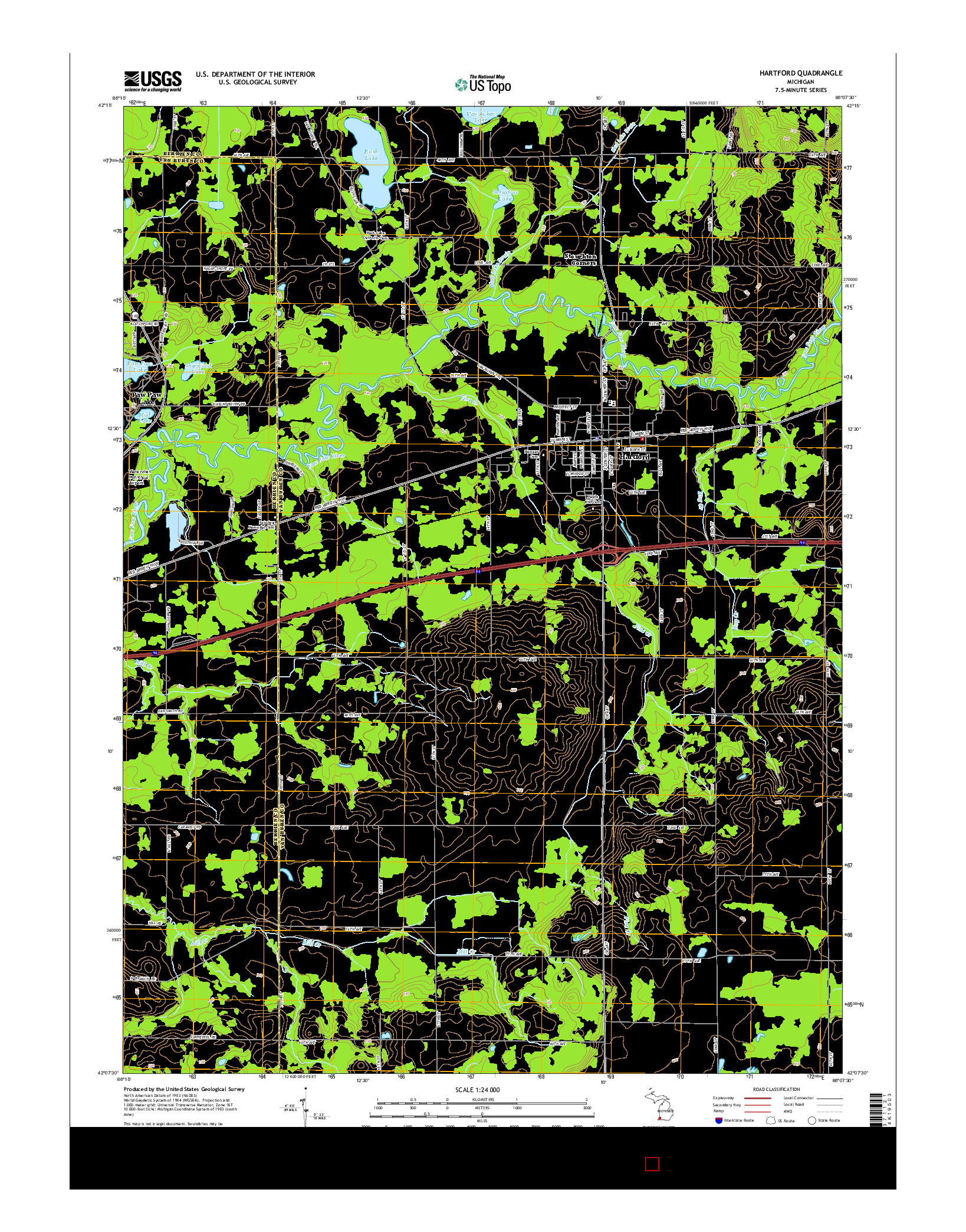USGS US TOPO 7.5-MINUTE MAP FOR HARTFORD, MI 2014