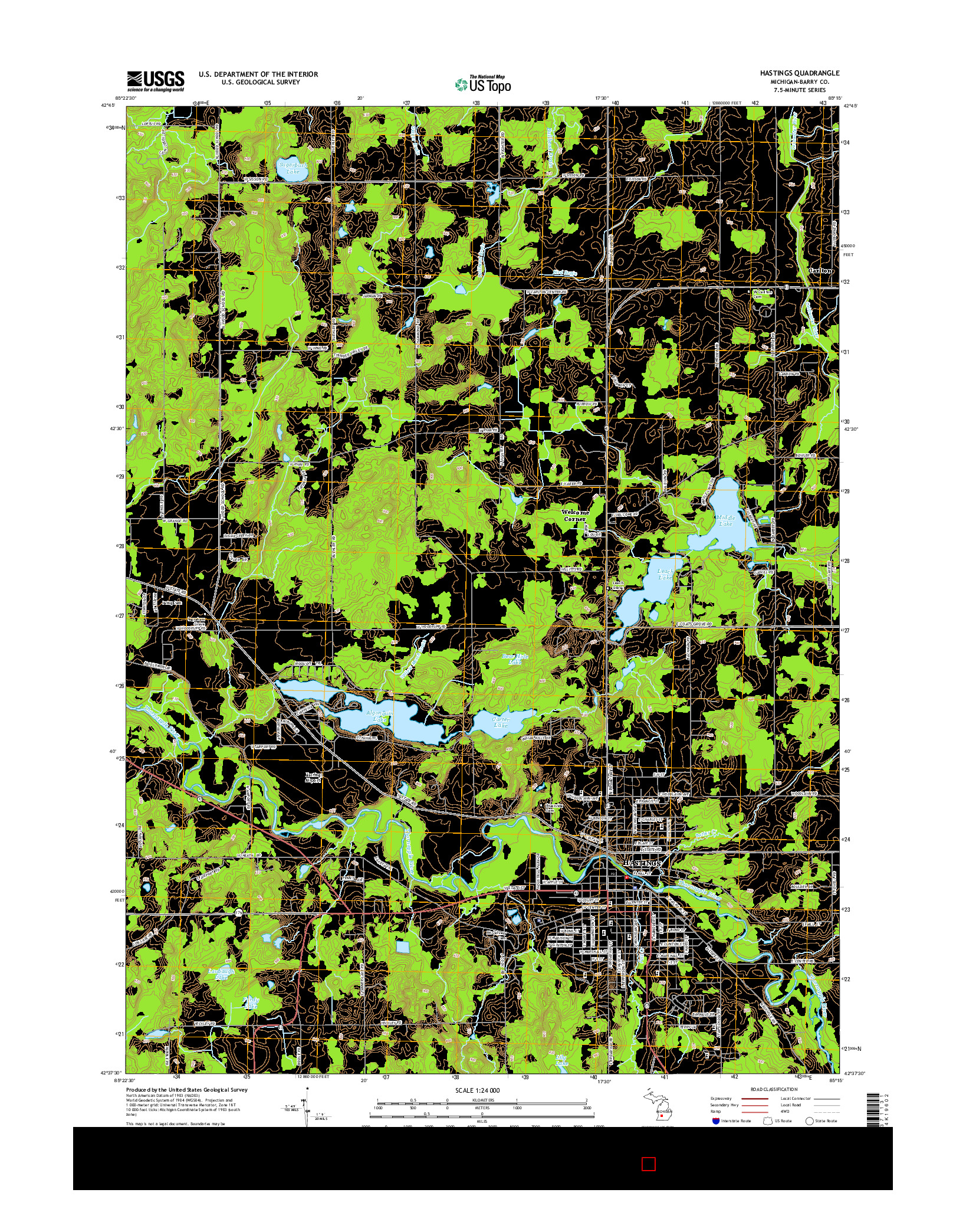 USGS US TOPO 7.5-MINUTE MAP FOR HASTINGS, MI 2014