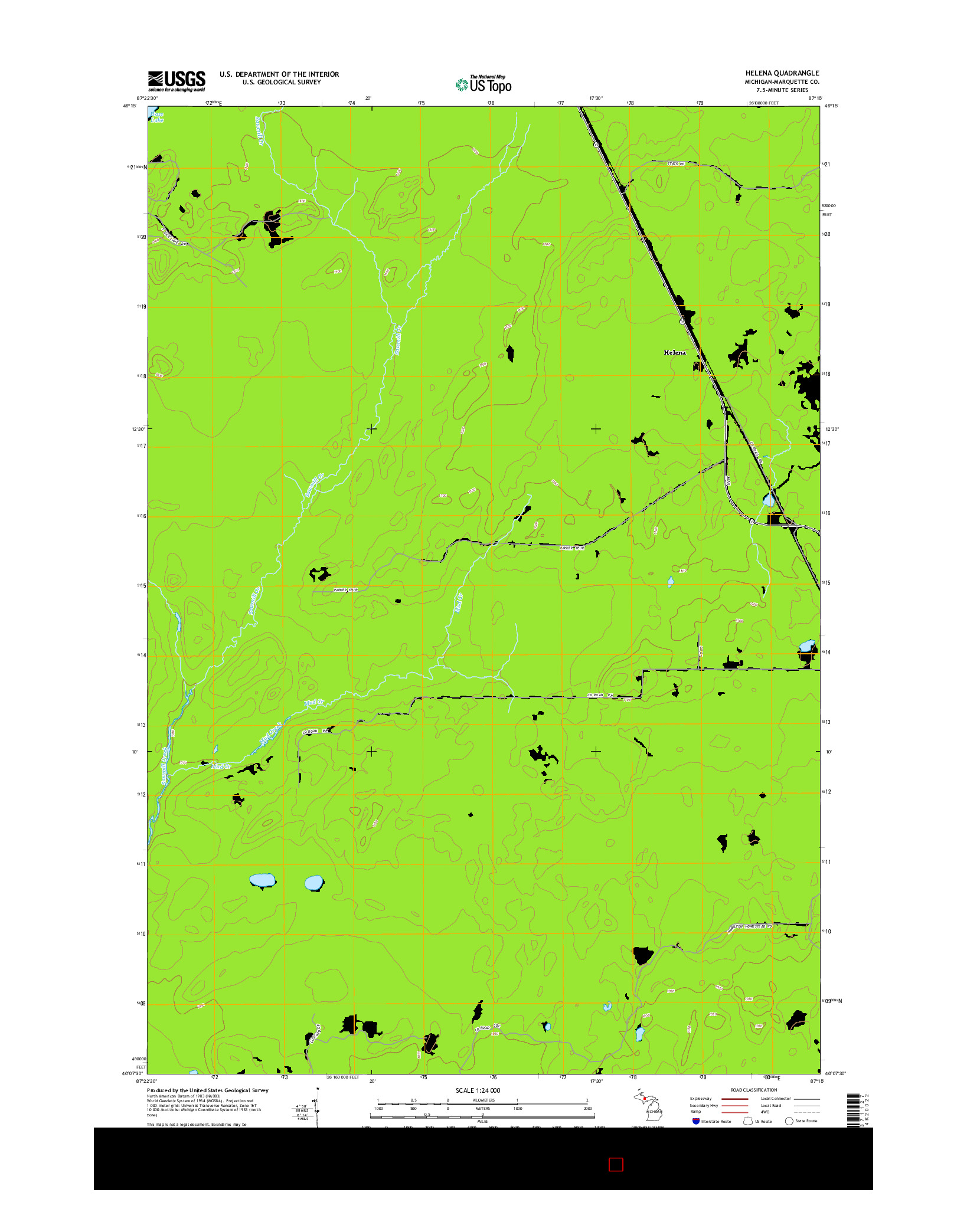USGS US TOPO 7.5-MINUTE MAP FOR HELENA, MI 2014