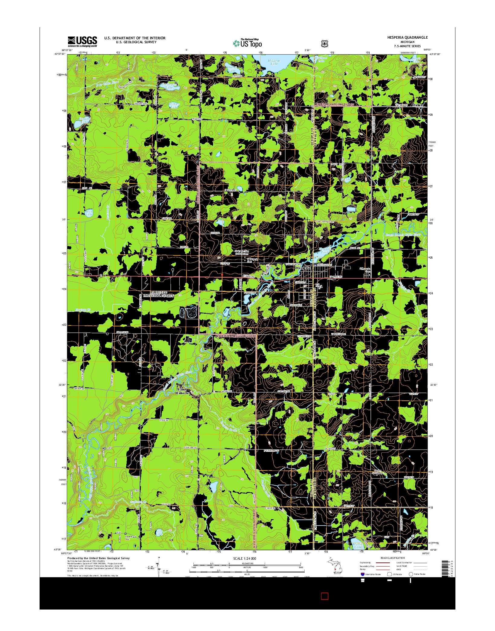 USGS US TOPO 7.5-MINUTE MAP FOR HESPERIA, MI 2014