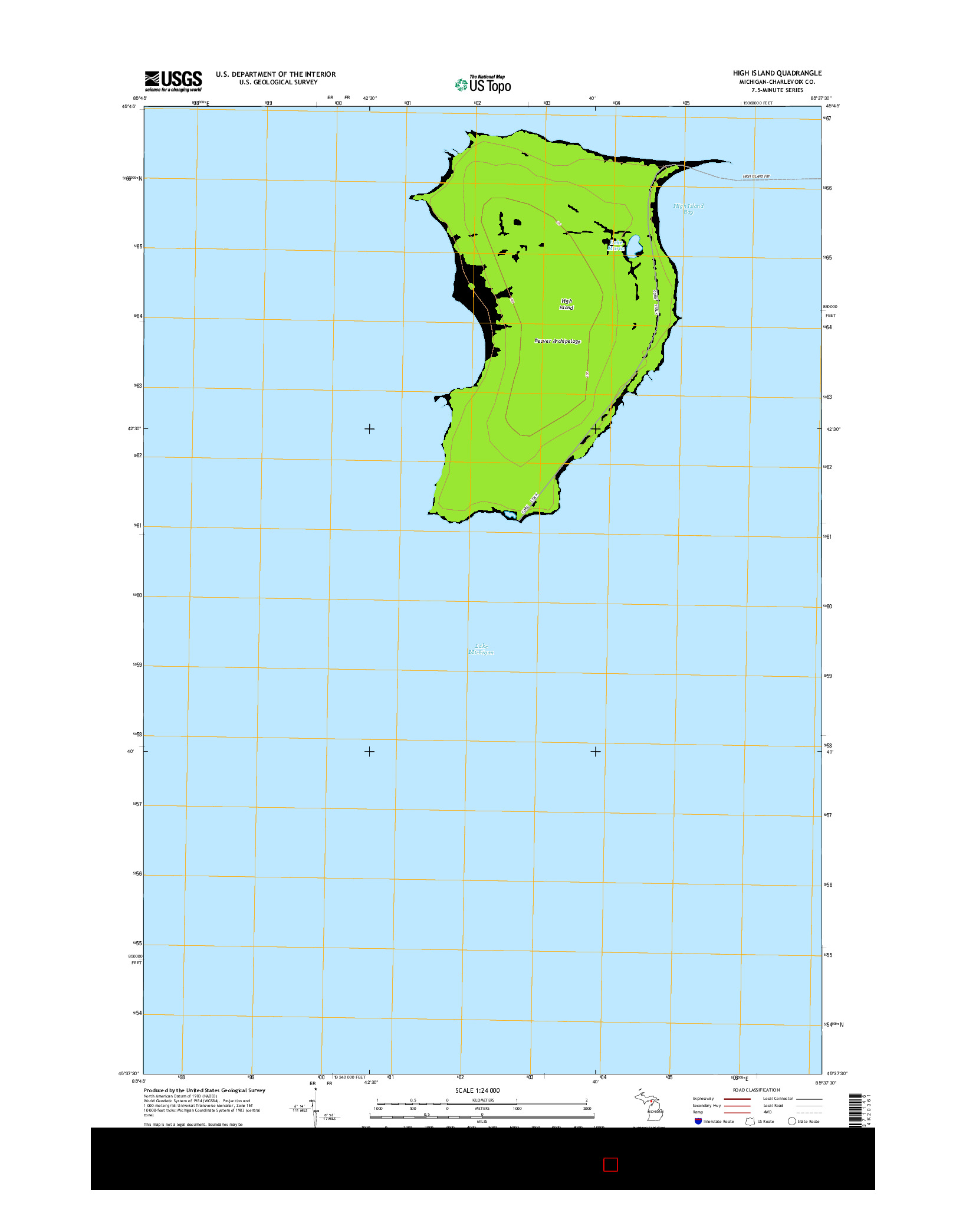 USGS US TOPO 7.5-MINUTE MAP FOR HIGH ISLAND, MI 2014