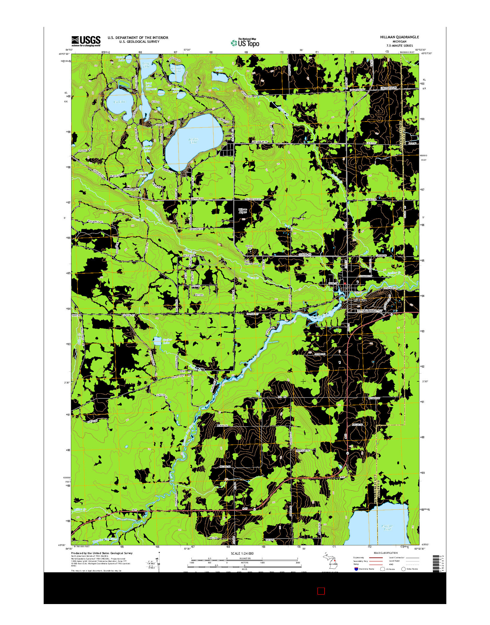 USGS US TOPO 7.5-MINUTE MAP FOR HILLMAN, MI 2014