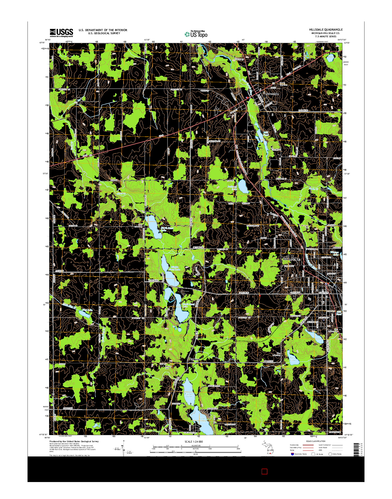 USGS US TOPO 7.5-MINUTE MAP FOR HILLSDALE, MI 2014