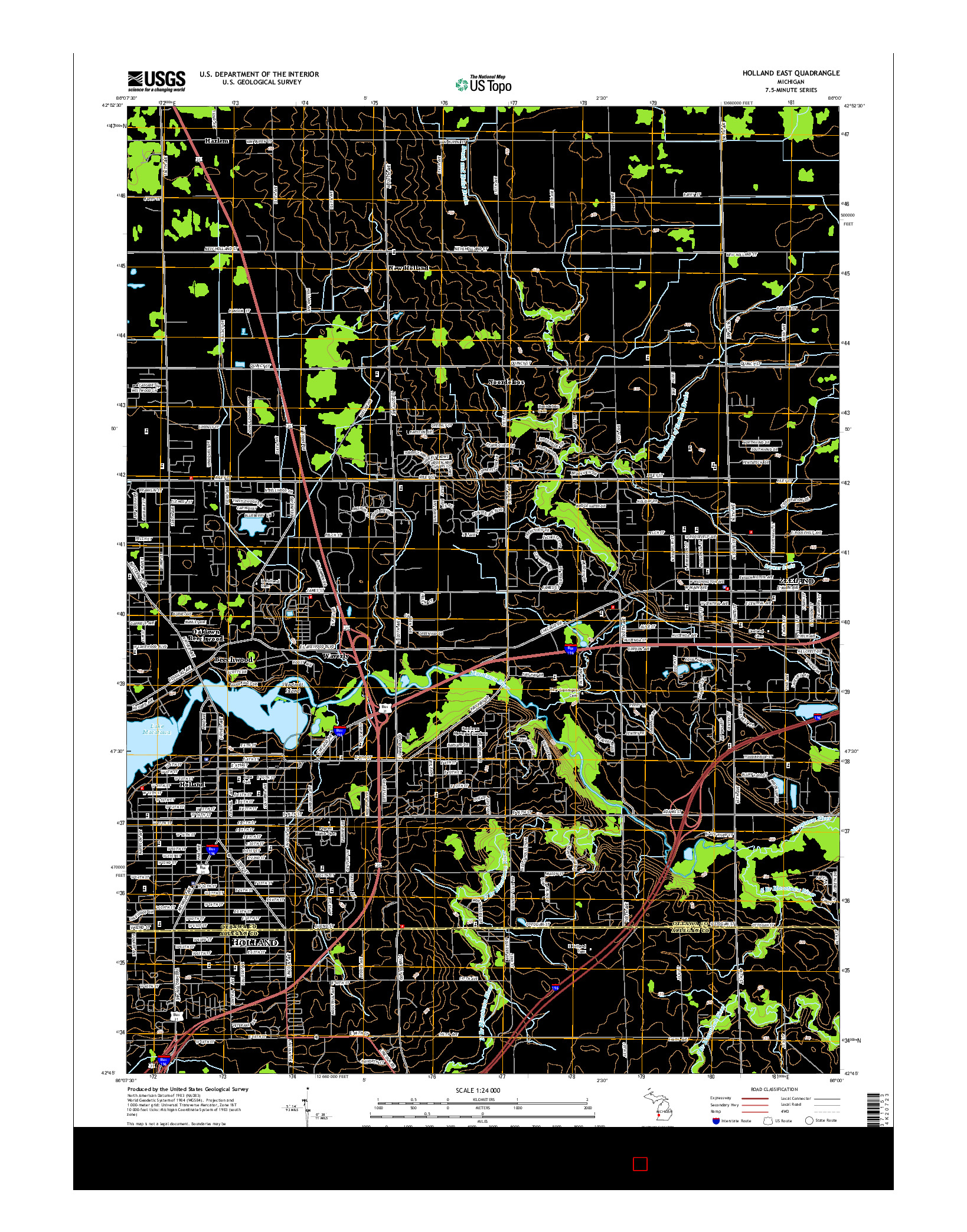 USGS US TOPO 7.5-MINUTE MAP FOR HOLLAND EAST, MI 2014