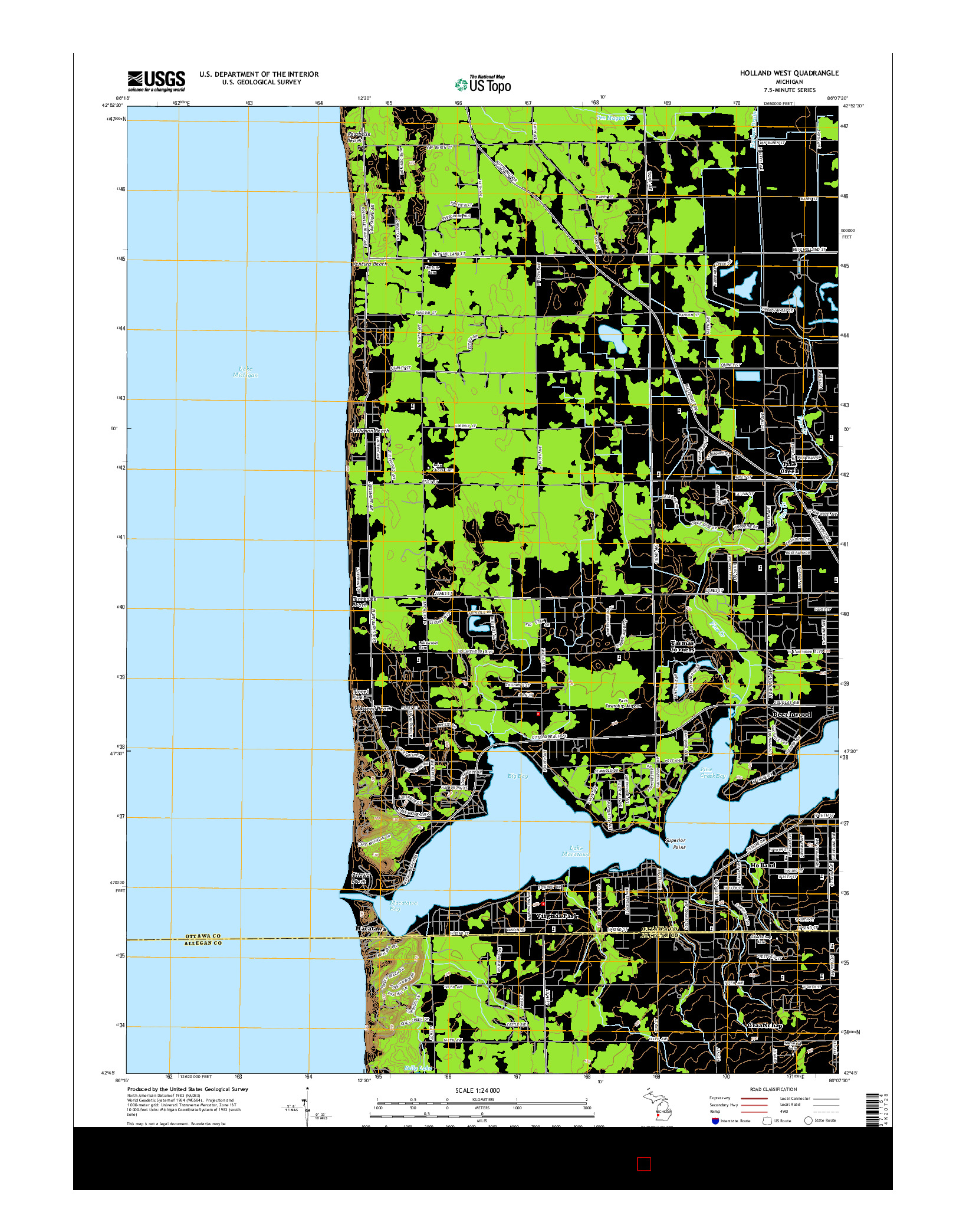 USGS US TOPO 7.5-MINUTE MAP FOR HOLLAND WEST, MI 2014