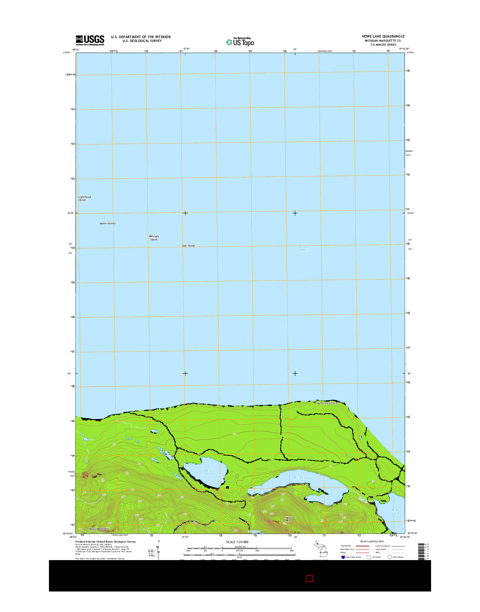 USGS US TOPO 7.5-MINUTE MAP FOR HOWE LAKE, MI 2014